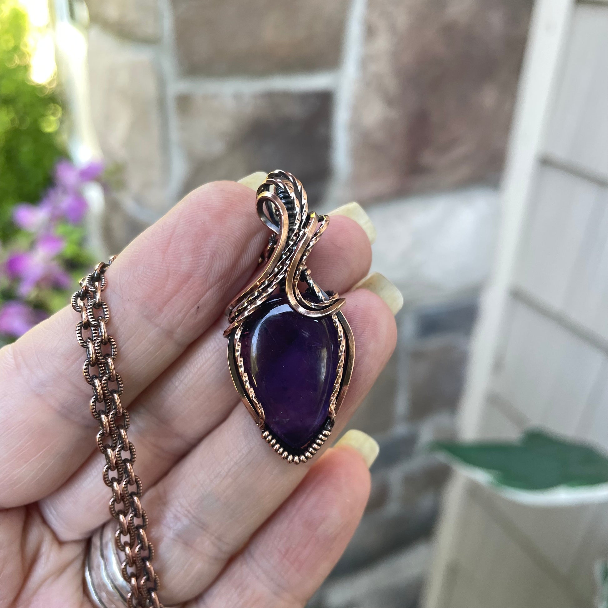Amethyst Copper Pendant