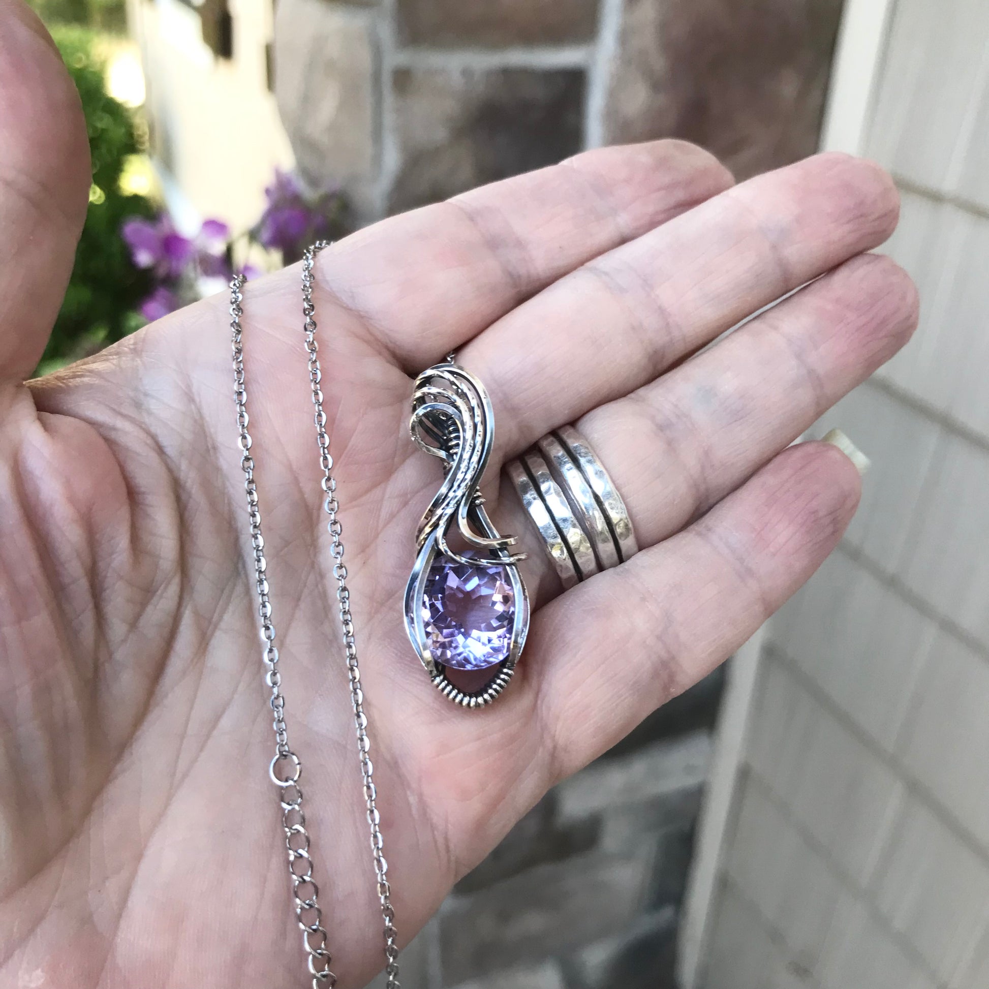 Pink Amethyst Sterling Silver Pendant