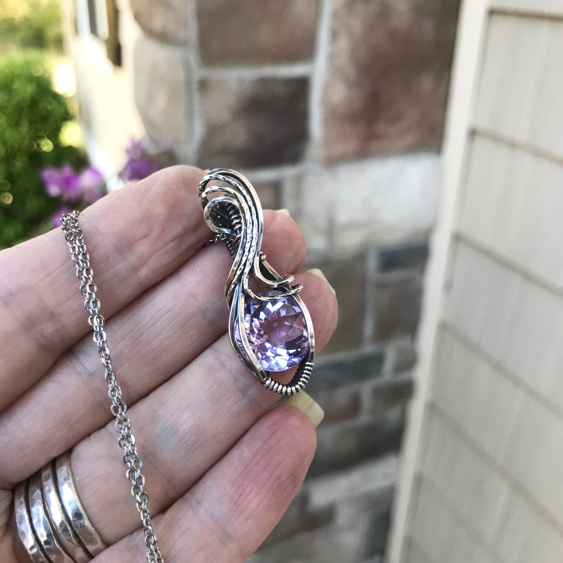 Pink Amethyst Sterling Silver Pendant