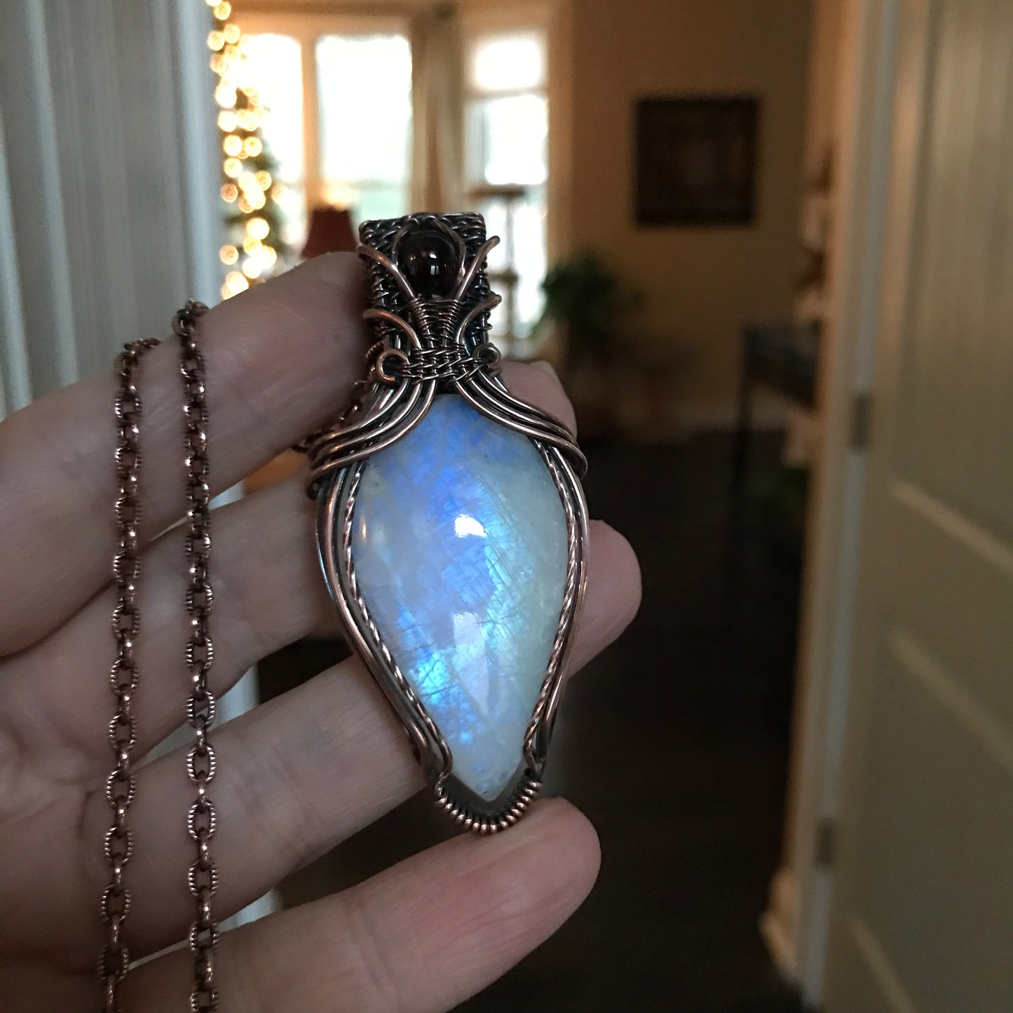 Moonstone & Garnet Copper Necklace
