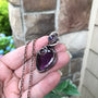 Amethyst with amethyst accent copper wire wrapped necklace by Moonlet Jewelry