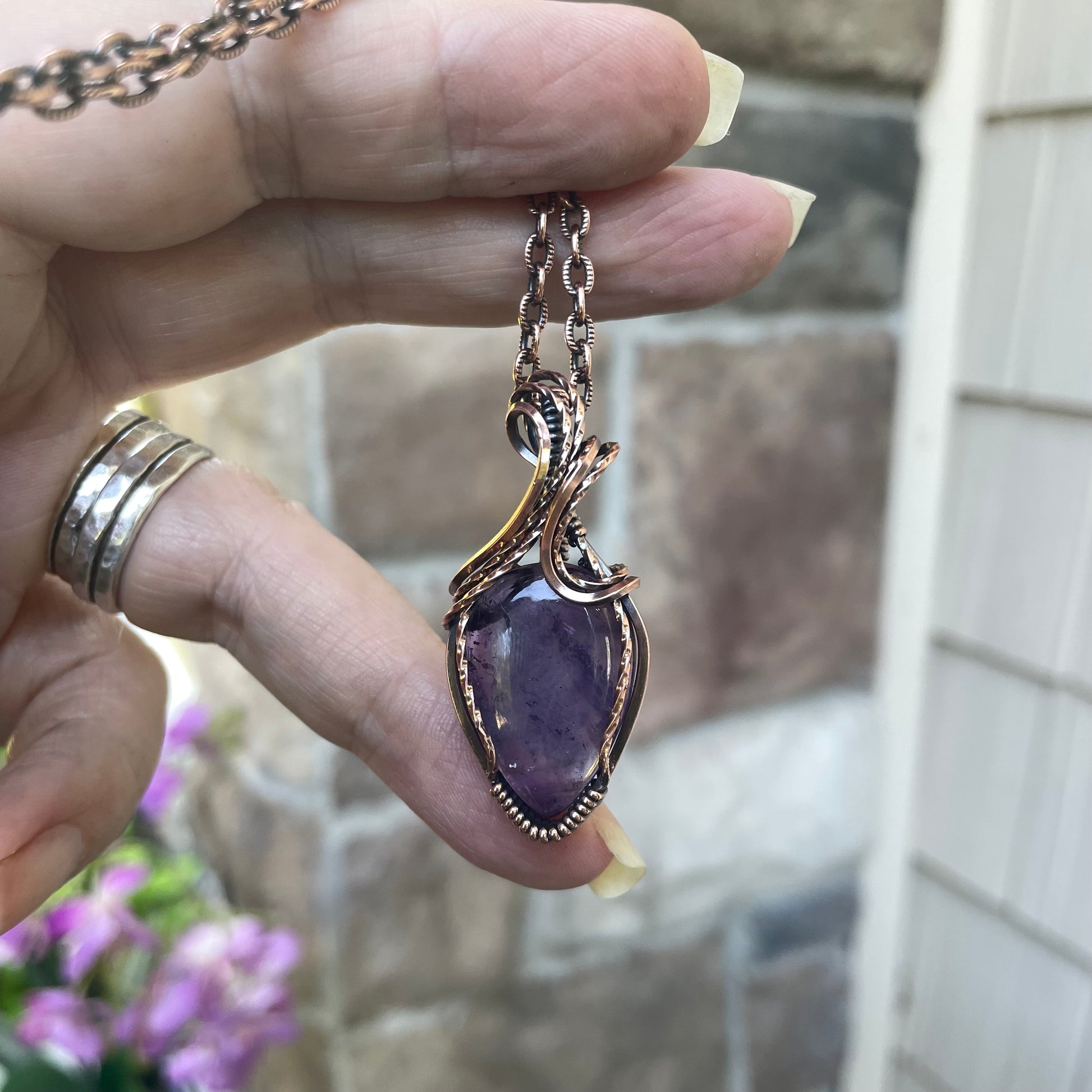 Amethyst Copper Pendant
