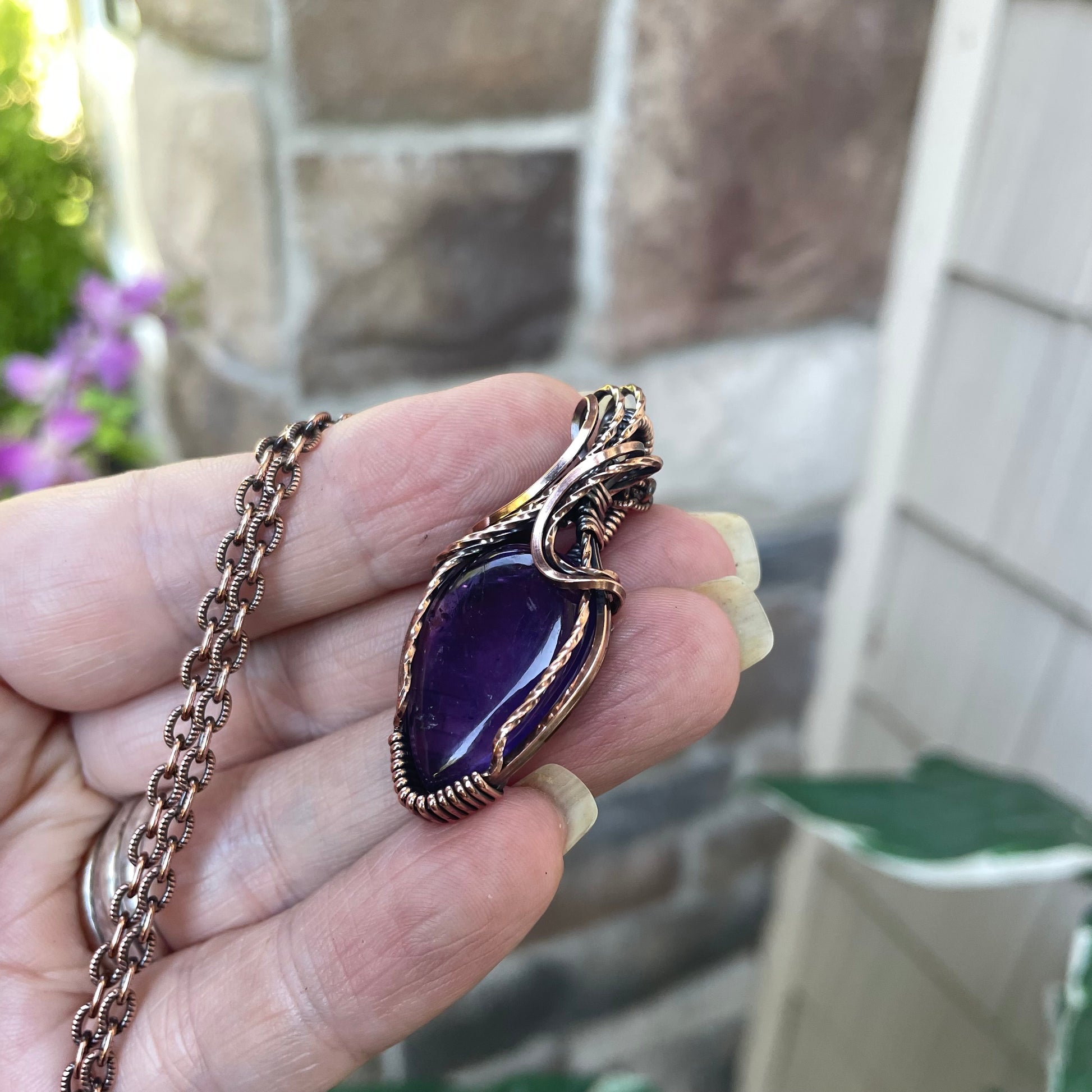 Amethyst Copper Pendant