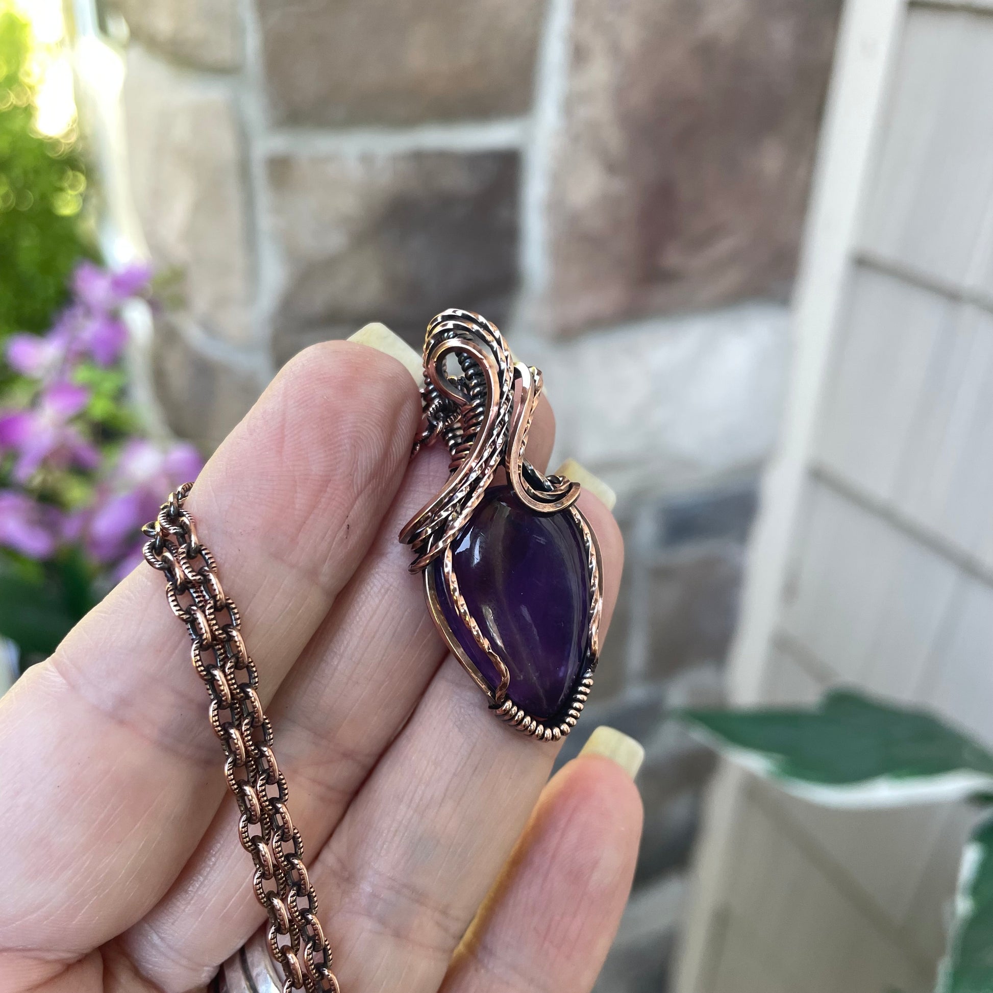 Amethyst Copper Pendant