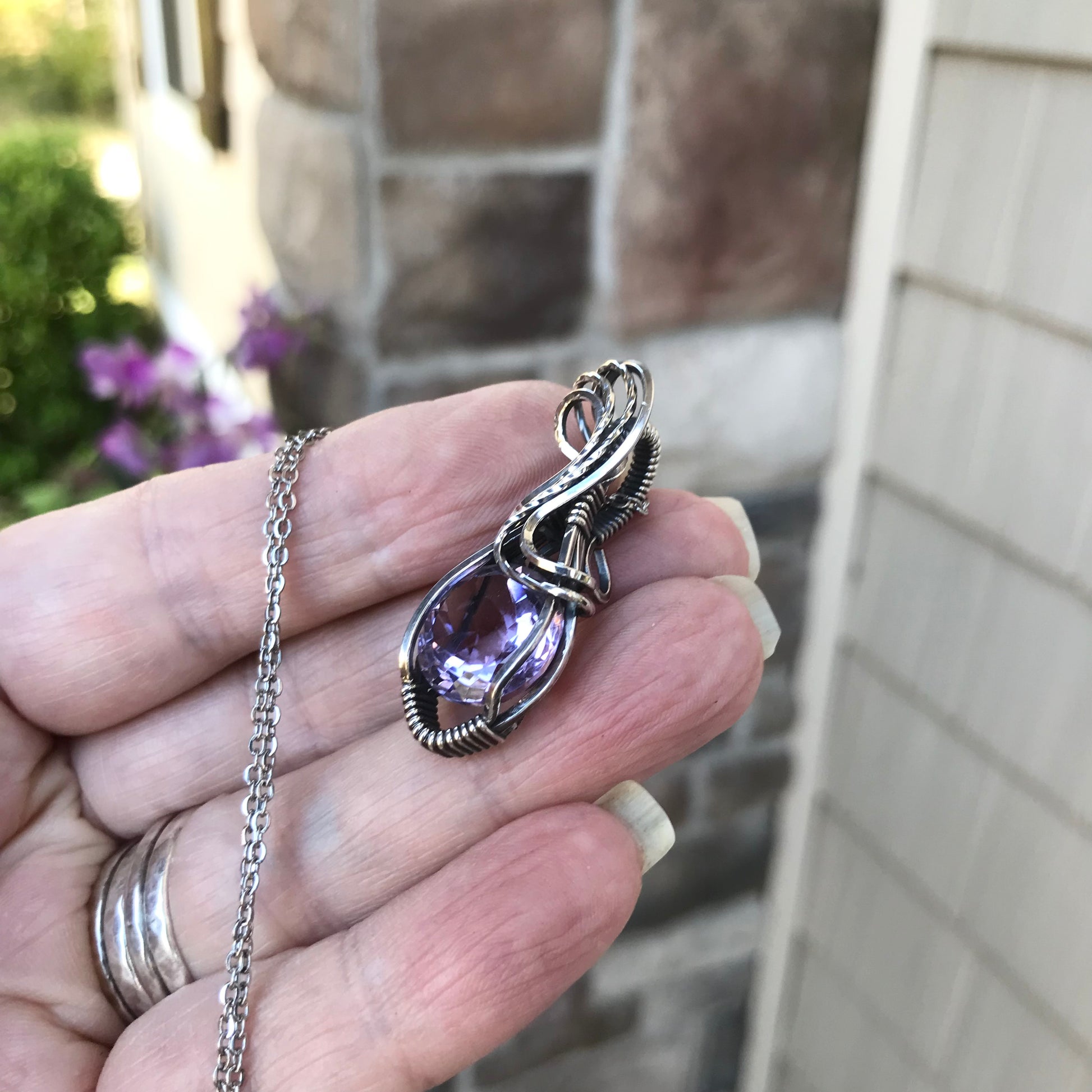 Pink Amethyst Sterling Silver Pendant
