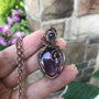 Amethyst with amethyst accent copper wire wrapped necklace by Moonlet Jewelry