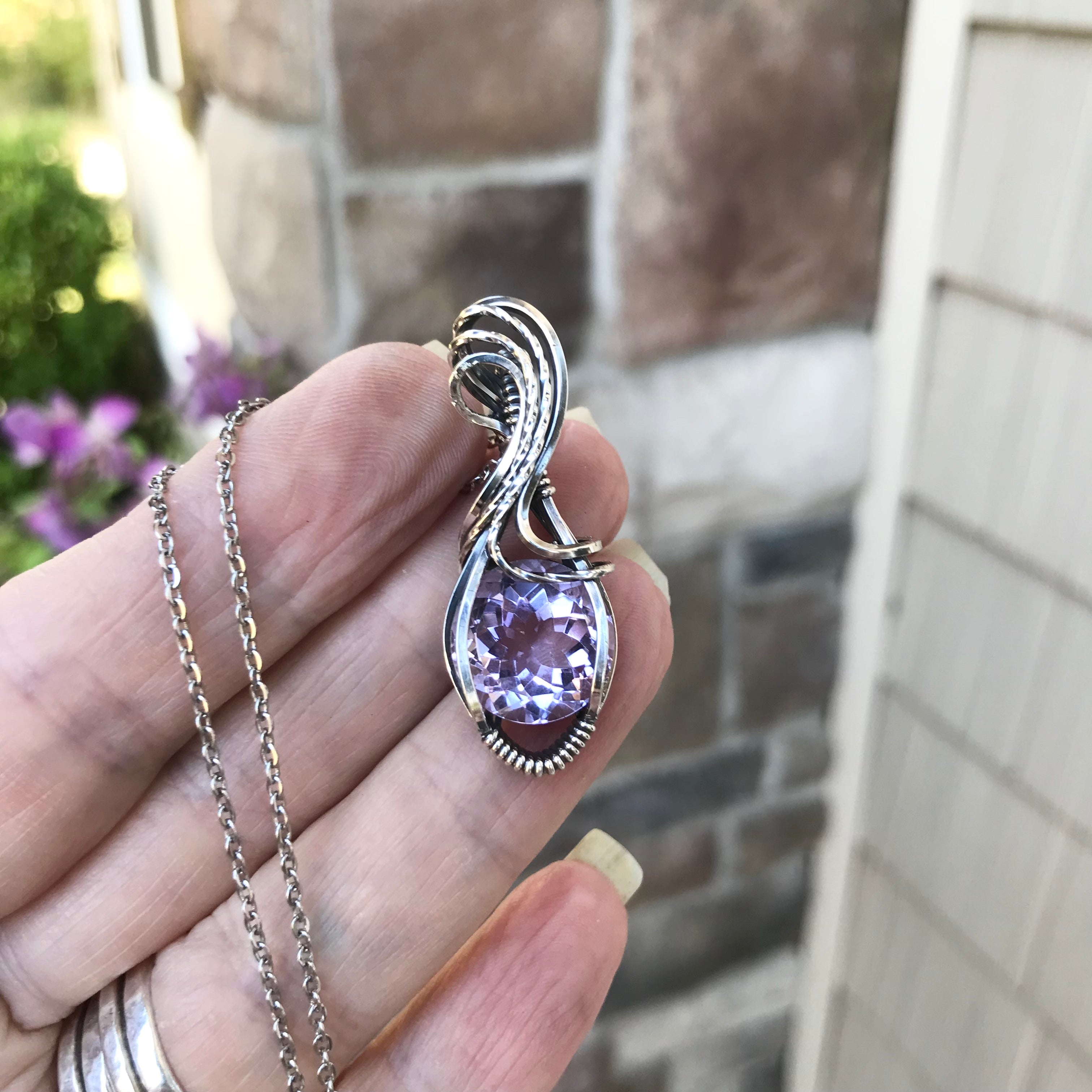 Pink Amethyst Sterling Silver Pendant