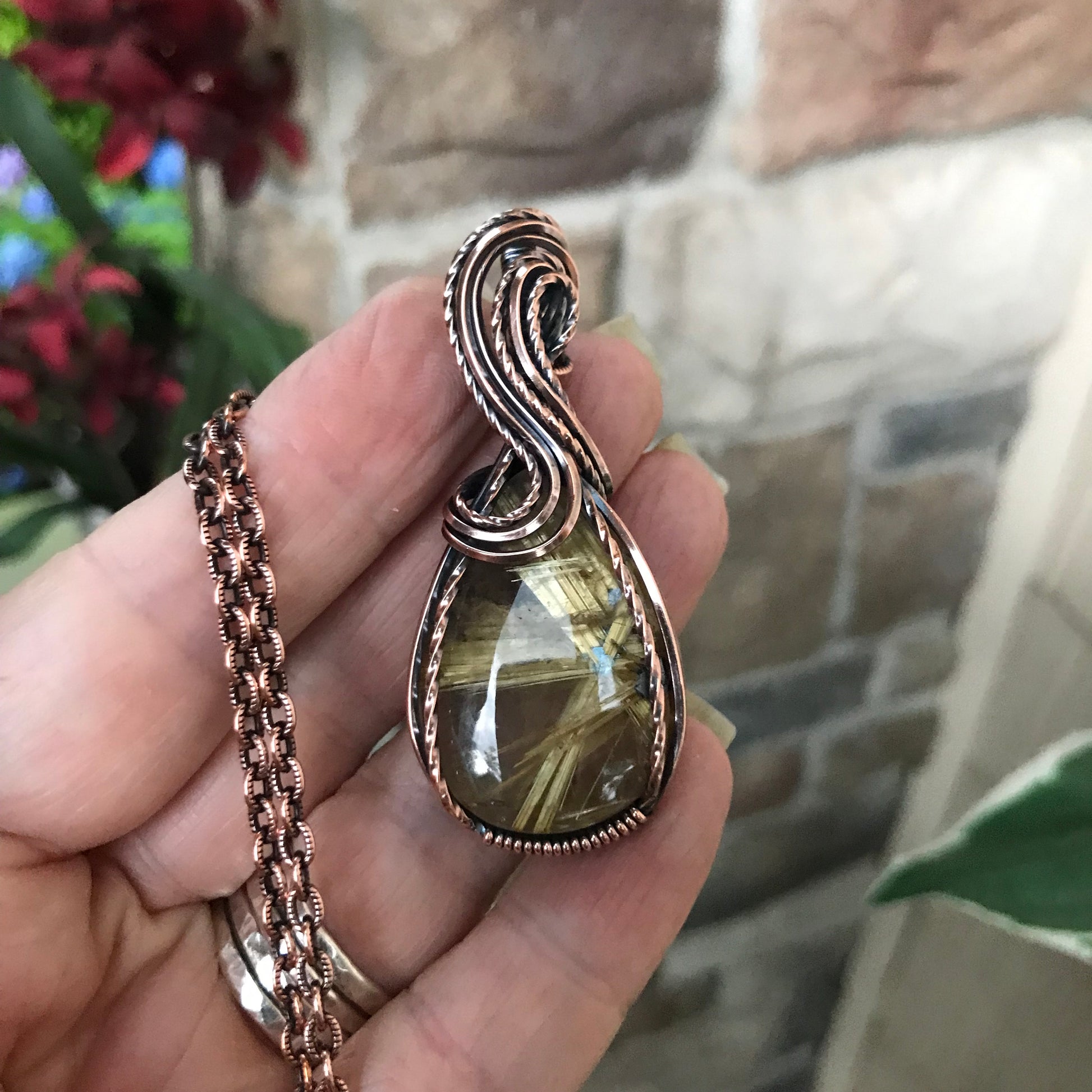 Gold Star Rutile Quartz Copper Necklace