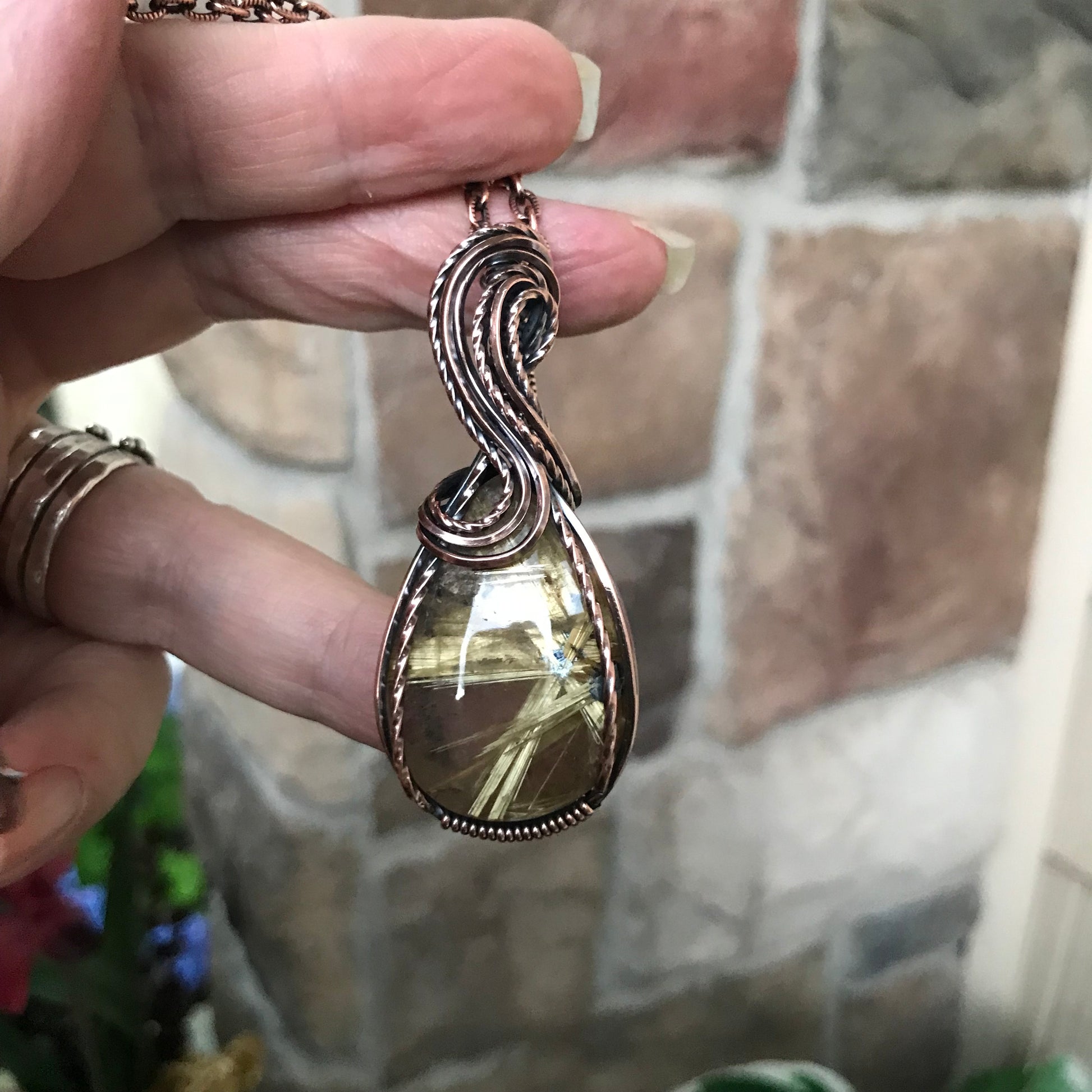 Gold Star Rutile Quartz Copper Necklace