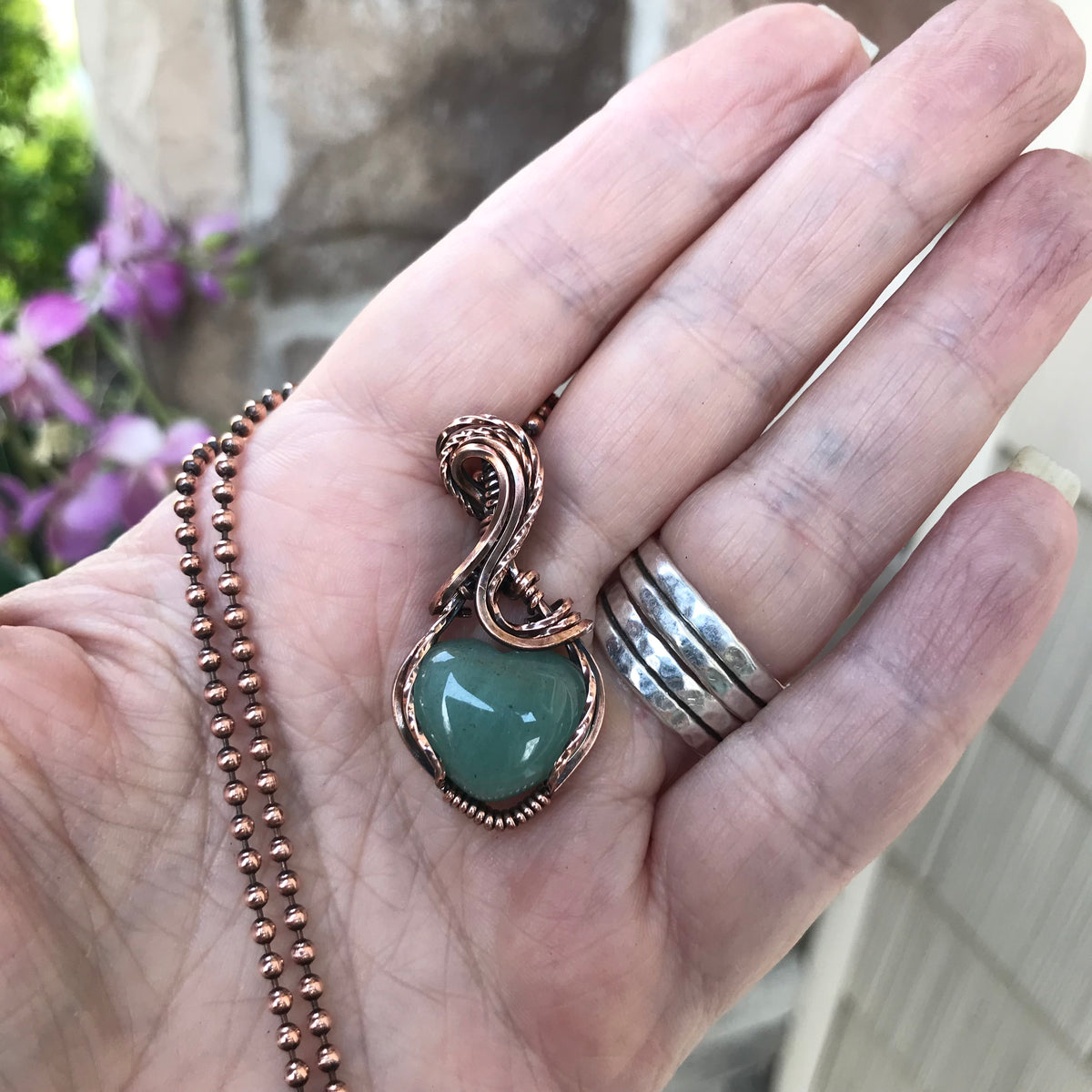 Aventurine Heart Copper Necklace