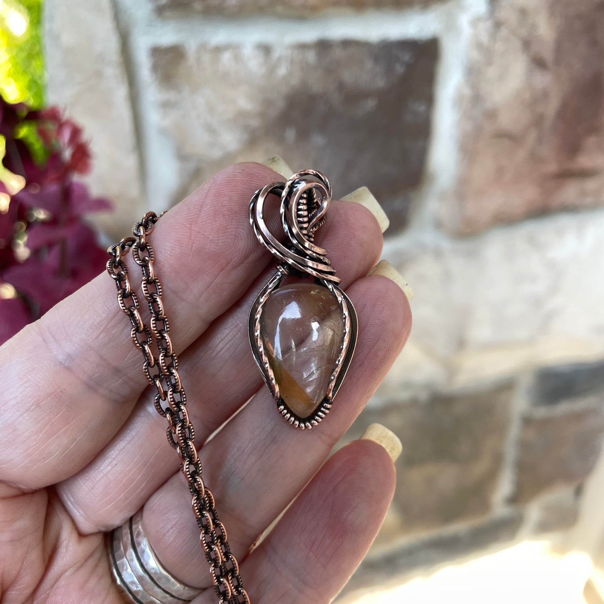 Citrine Small Copper Necklace