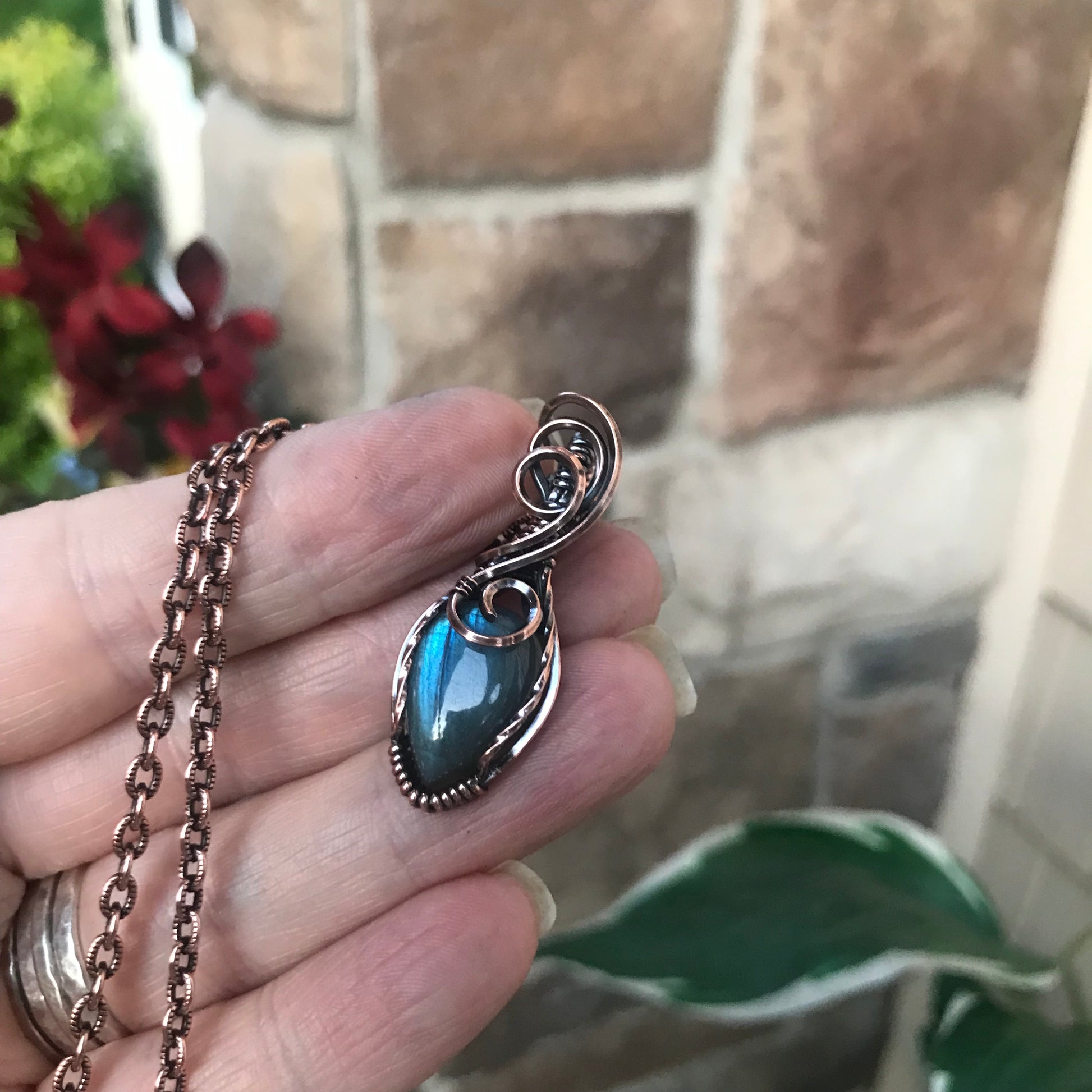Blue Labradorite Mini Copper Necklace