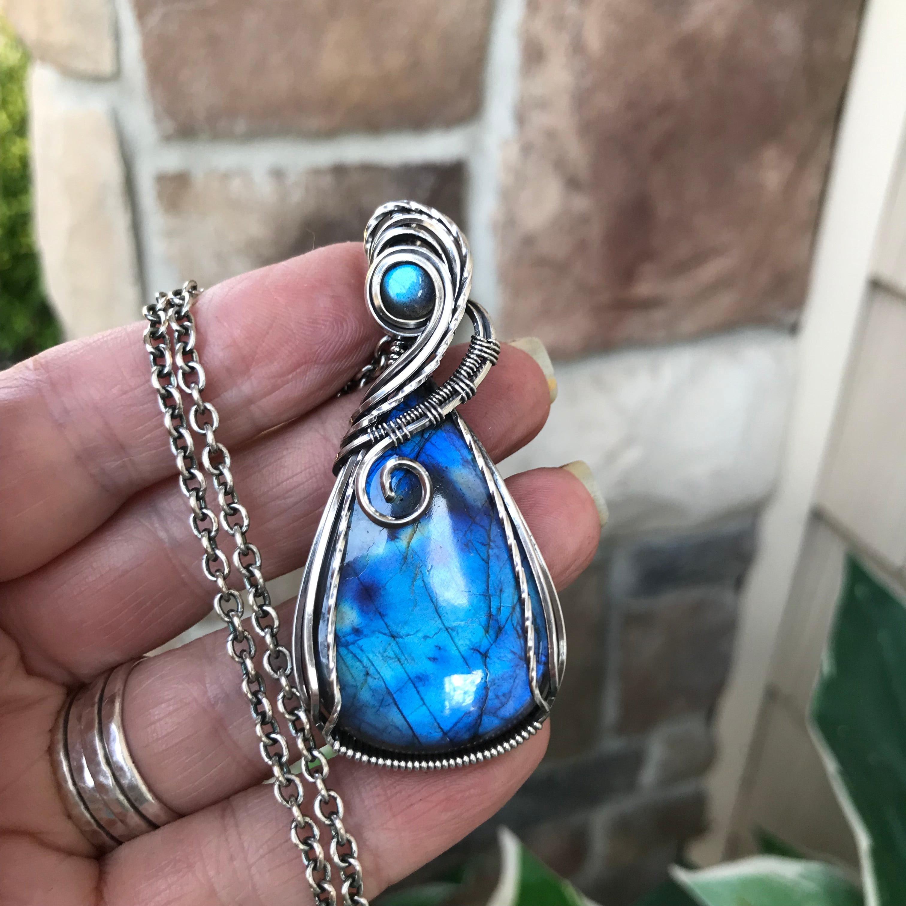 CUSTOM LISTING - Labradorite  Silver Pendant