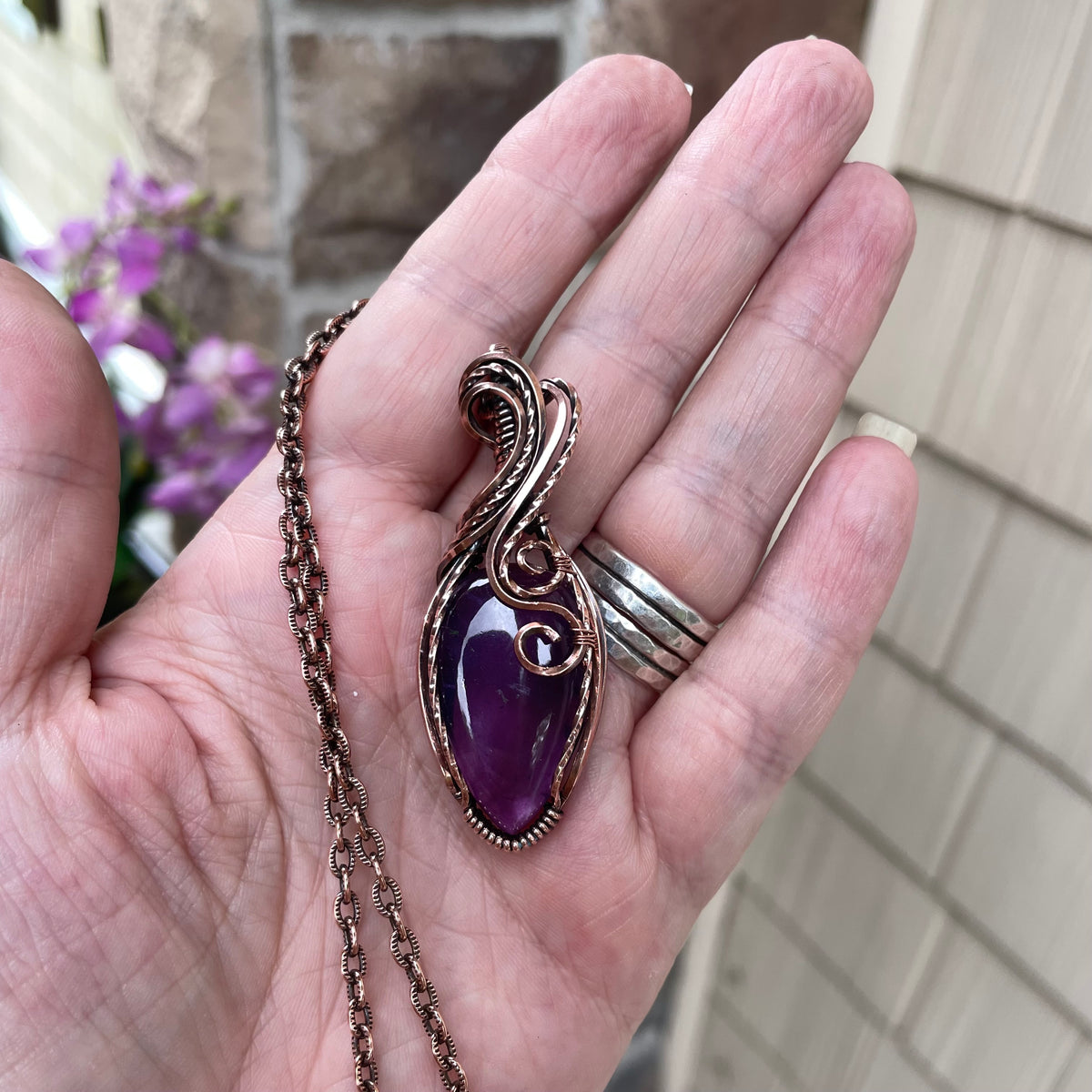 Amethyst Swirly Copper Necklace