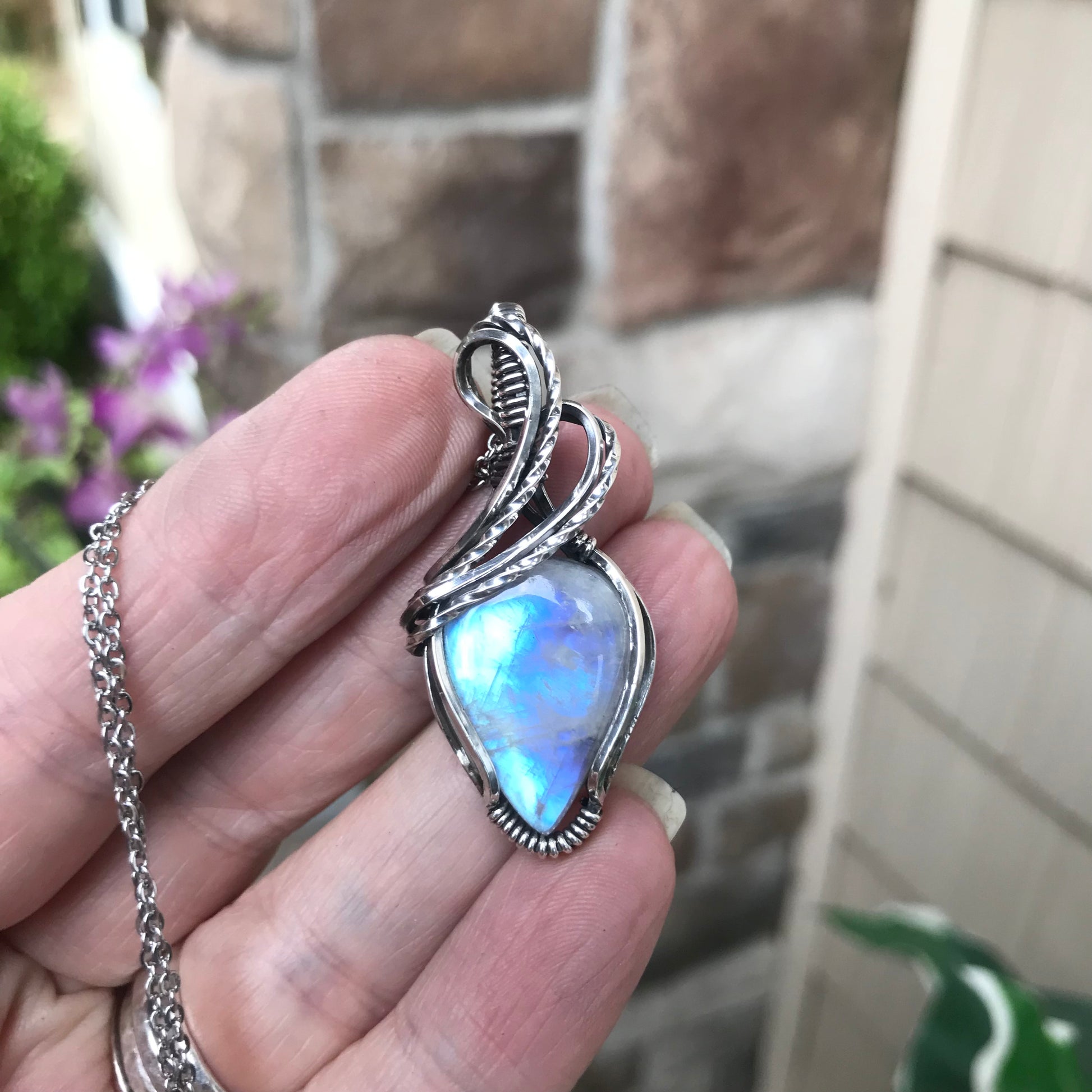 Moonstone Small Silver Necklace