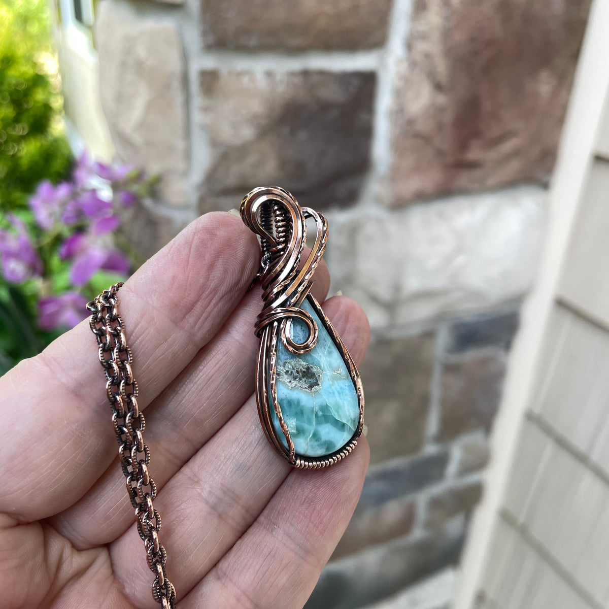 Larimar Small Copper Necklace