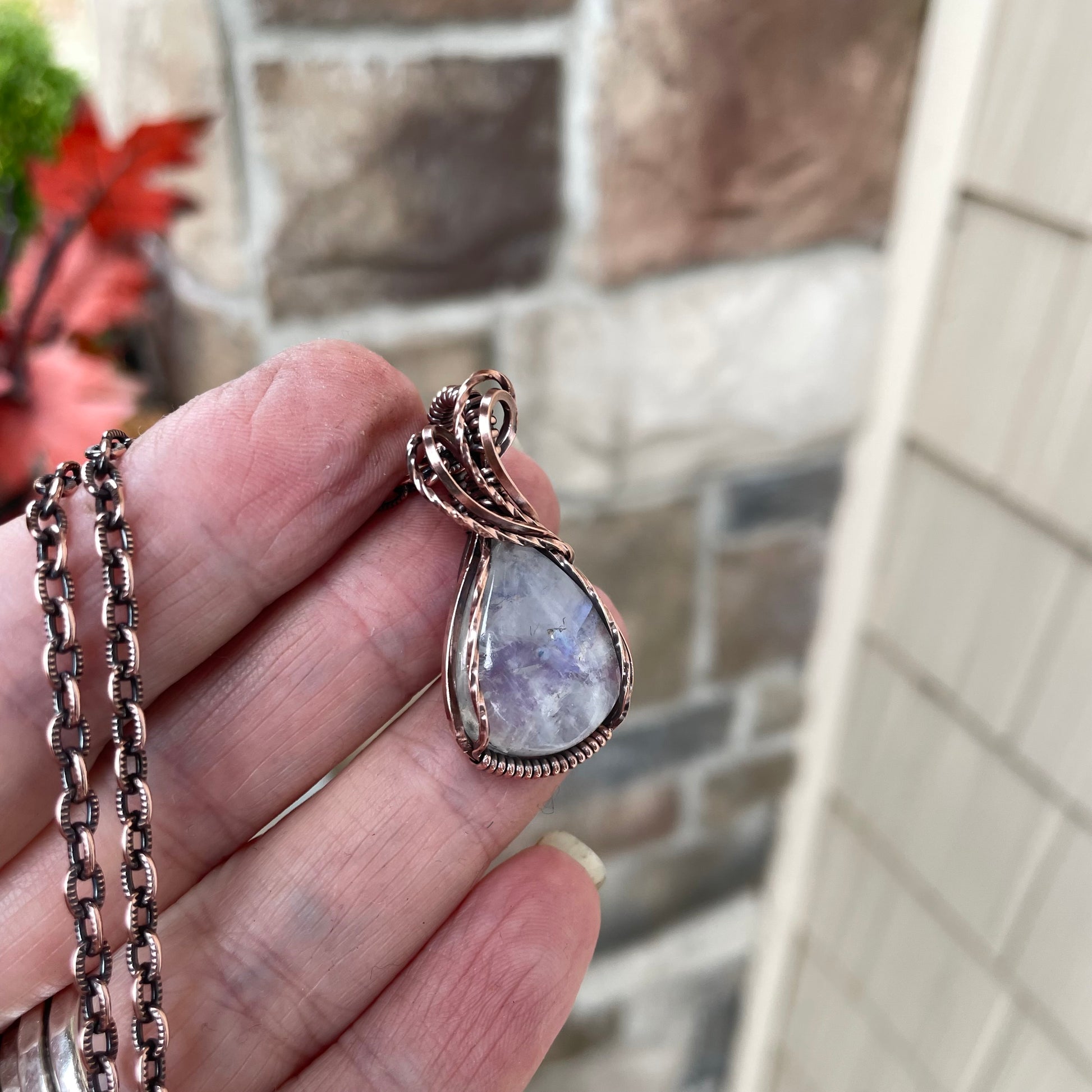 Moonstone Teardrop Copper Necklace