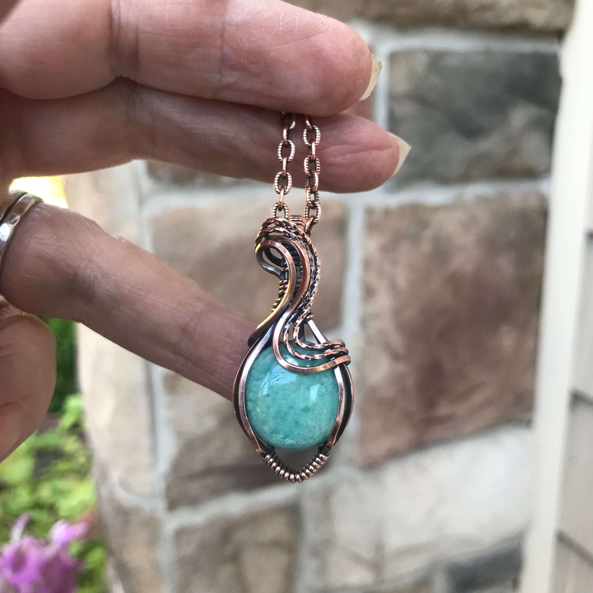 Amazonite Small Copper Necklace
