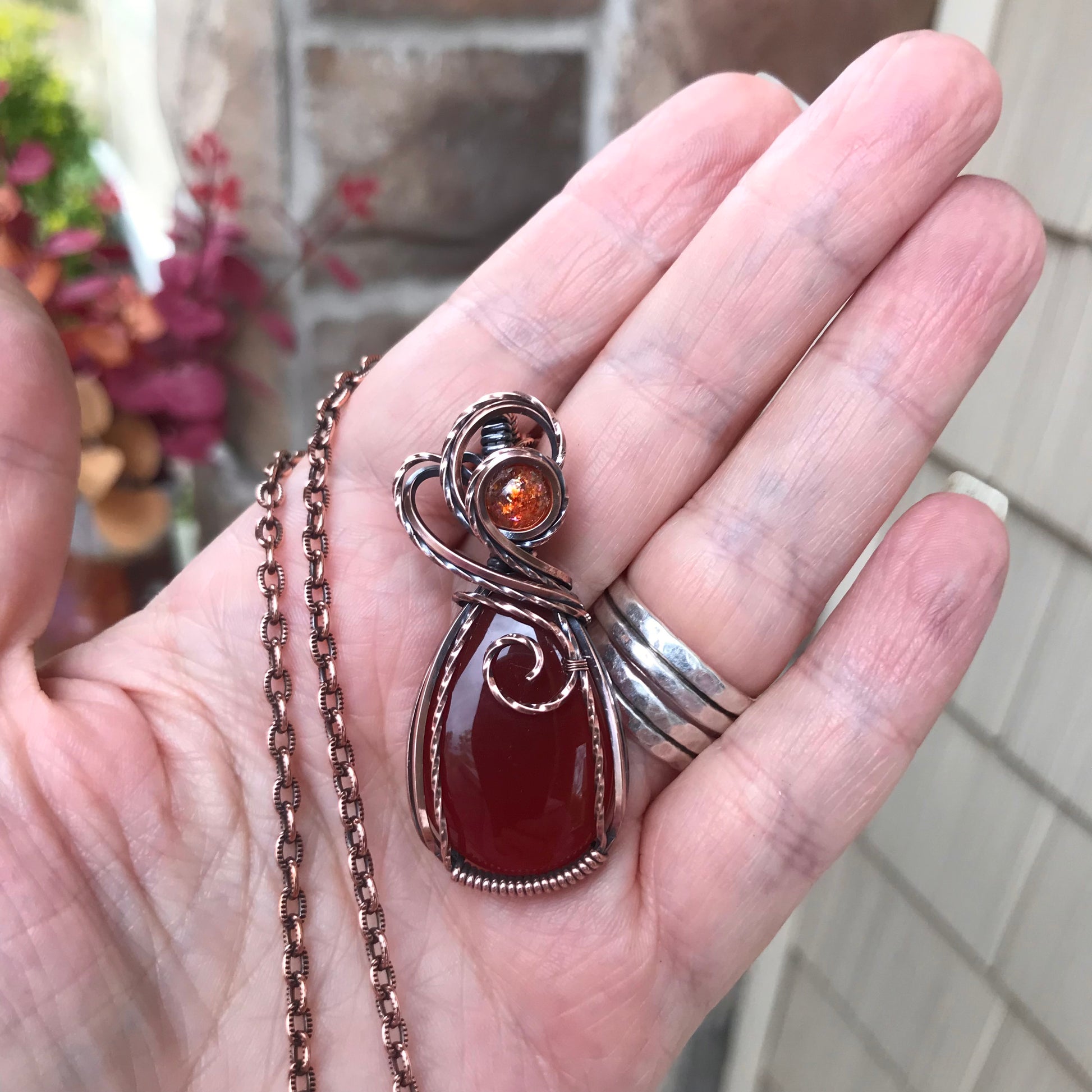Carnelian & Sunstone Copper Necklace