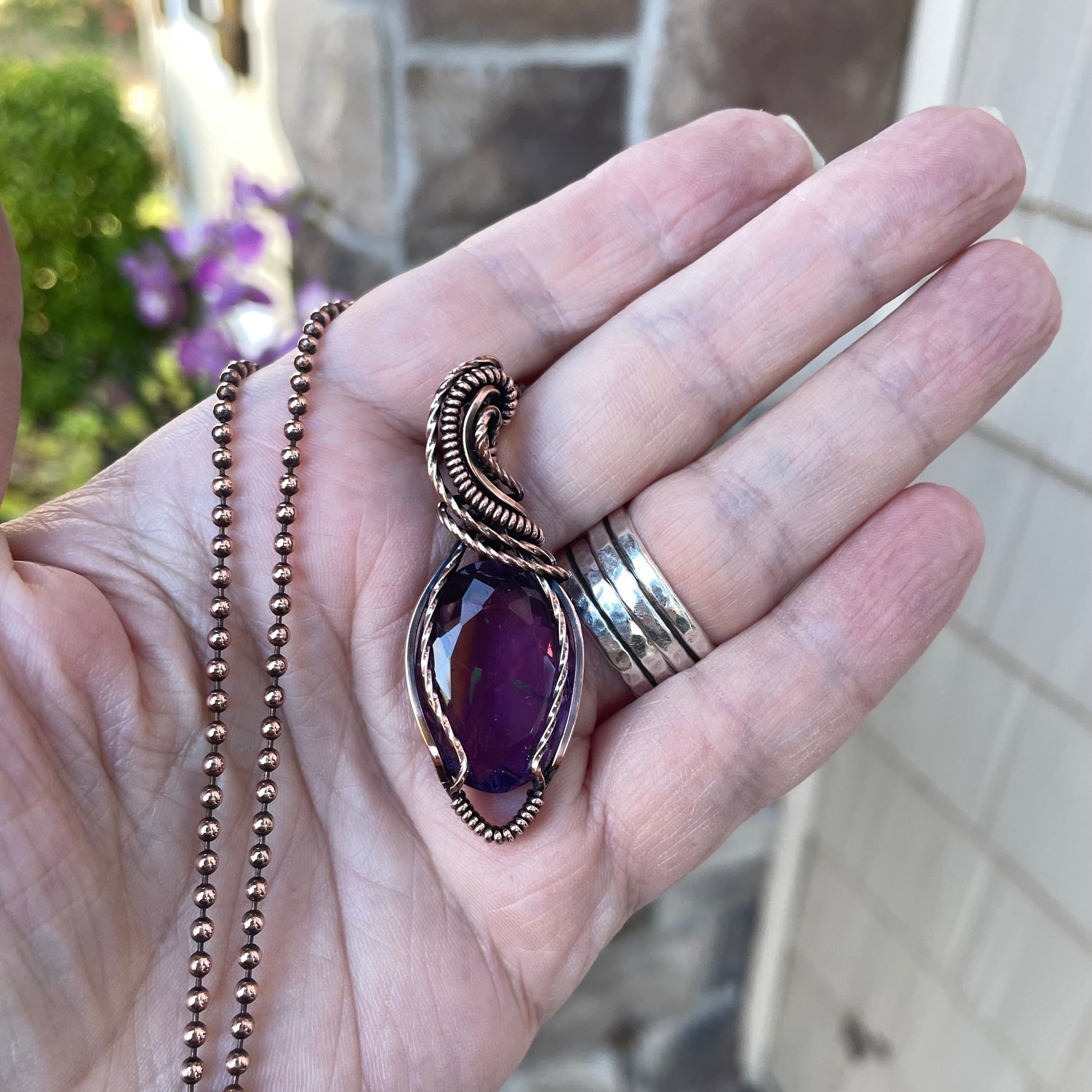 Faceted Ametrine Copper Pendant
