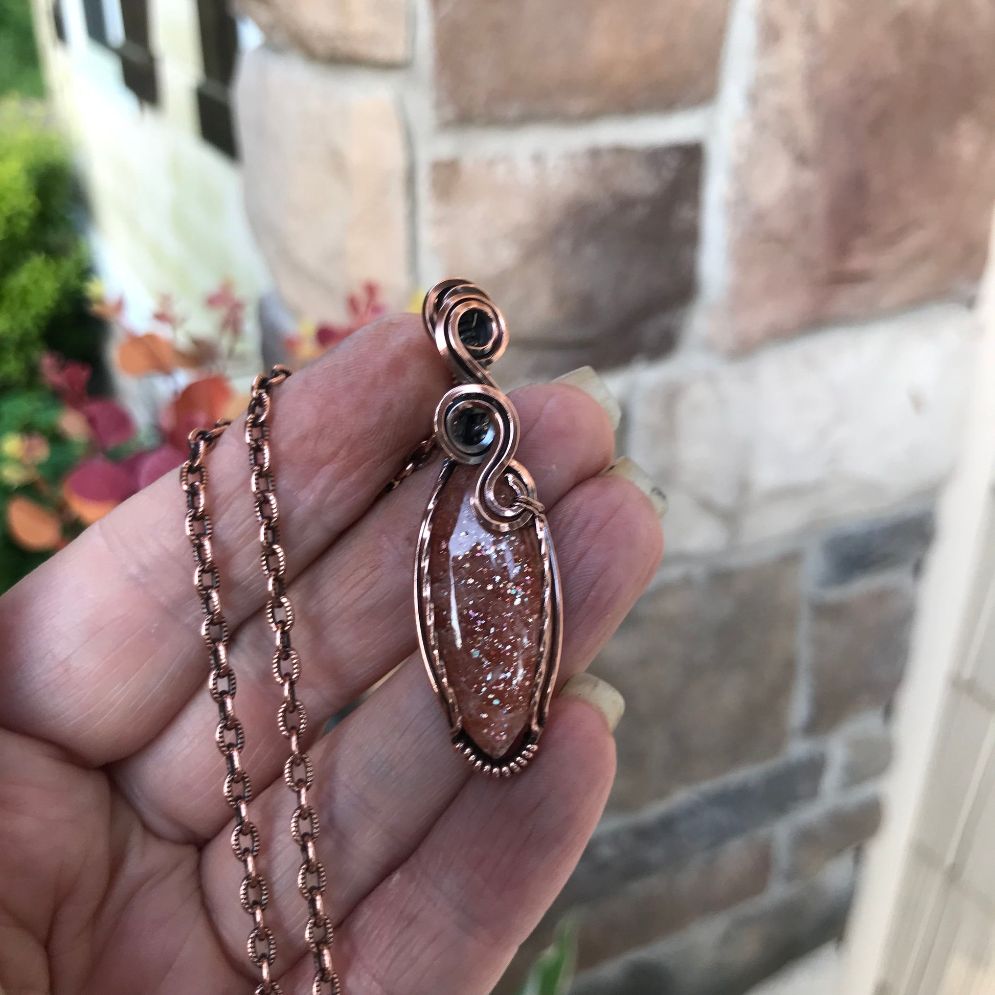 Sunstone Marquis Copper Necklace