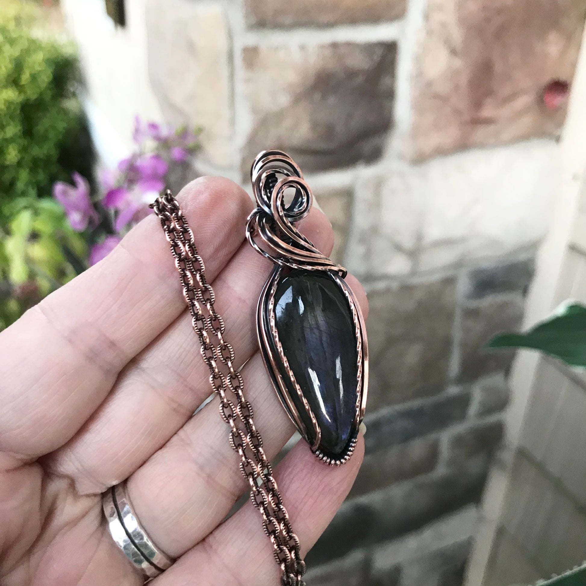 Purple & Light Green Copper Pendant