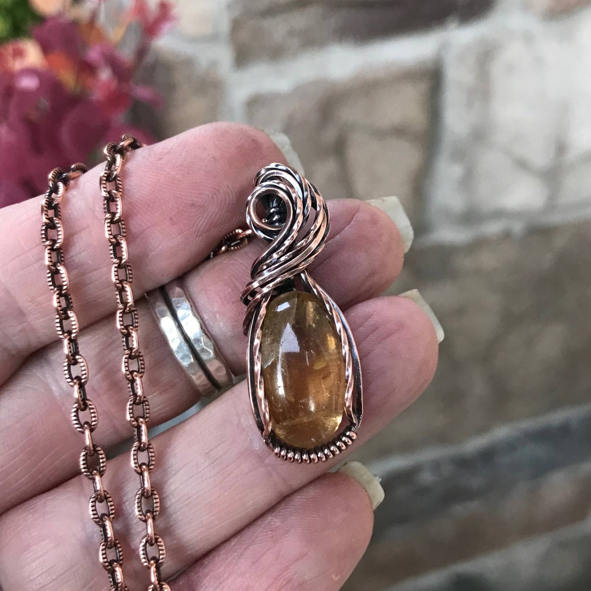 Citrine Oval Copper Necklace