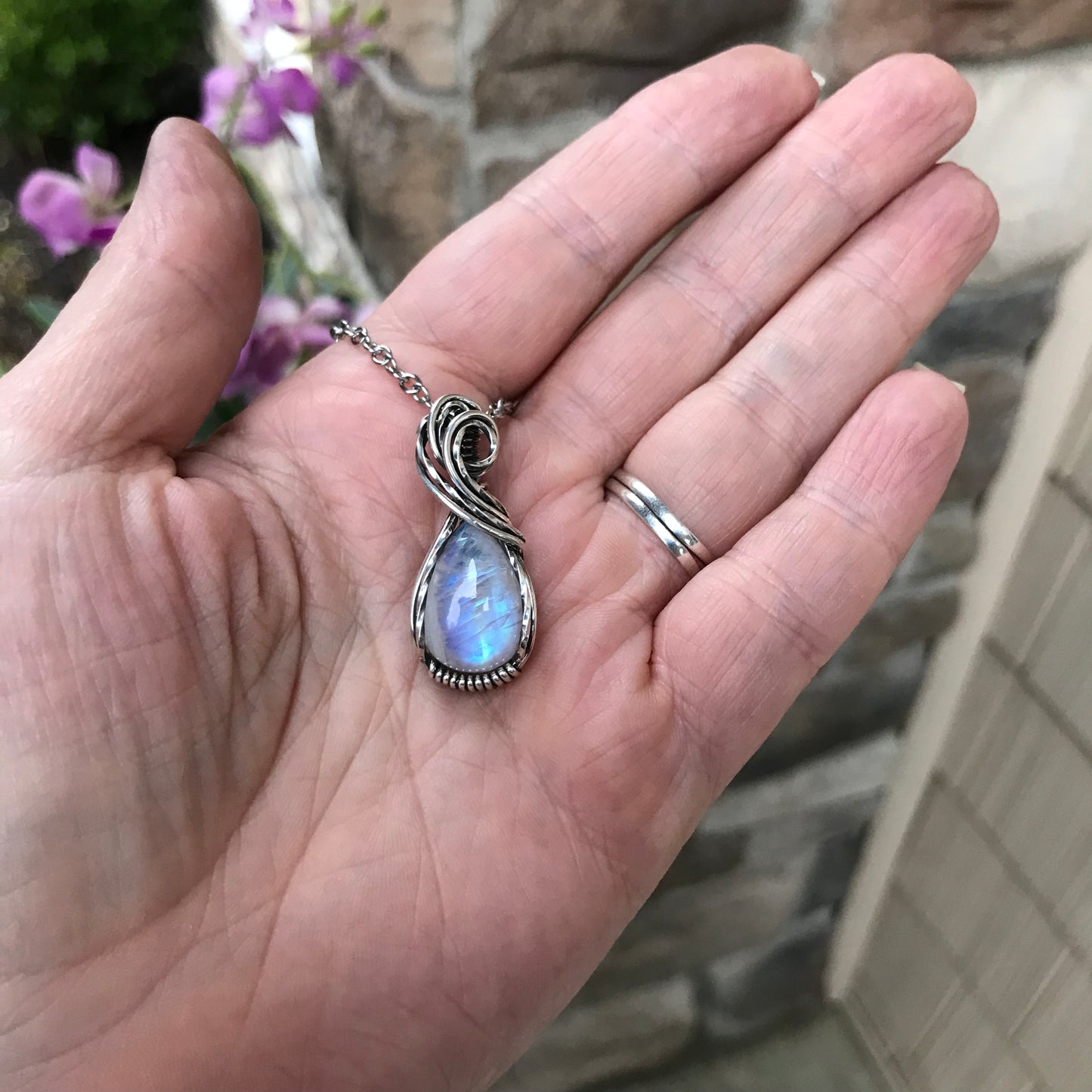 Moonstone Mini Pear Shape Sterling Silver Pendant
