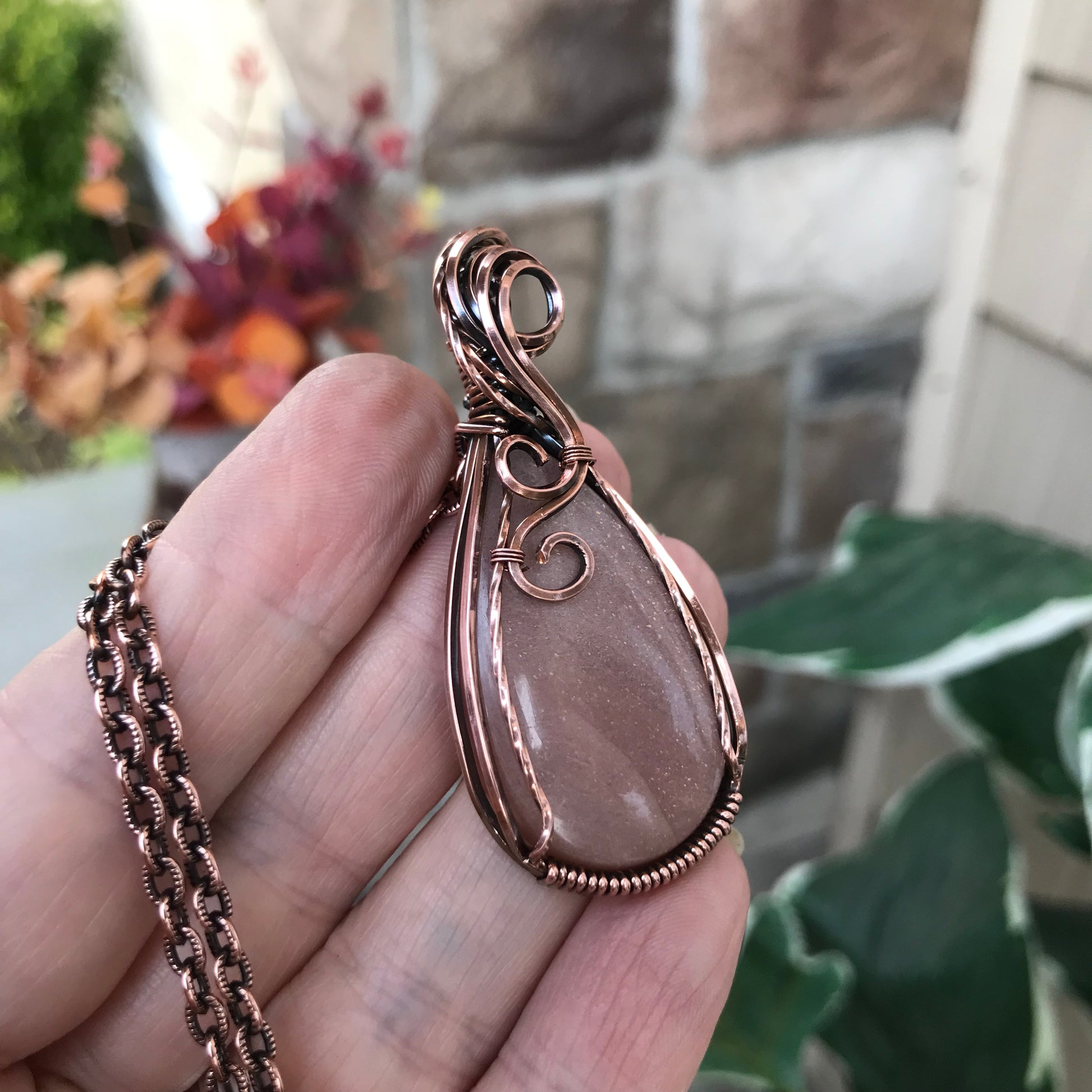 Peach Moonstone Copper Necklace