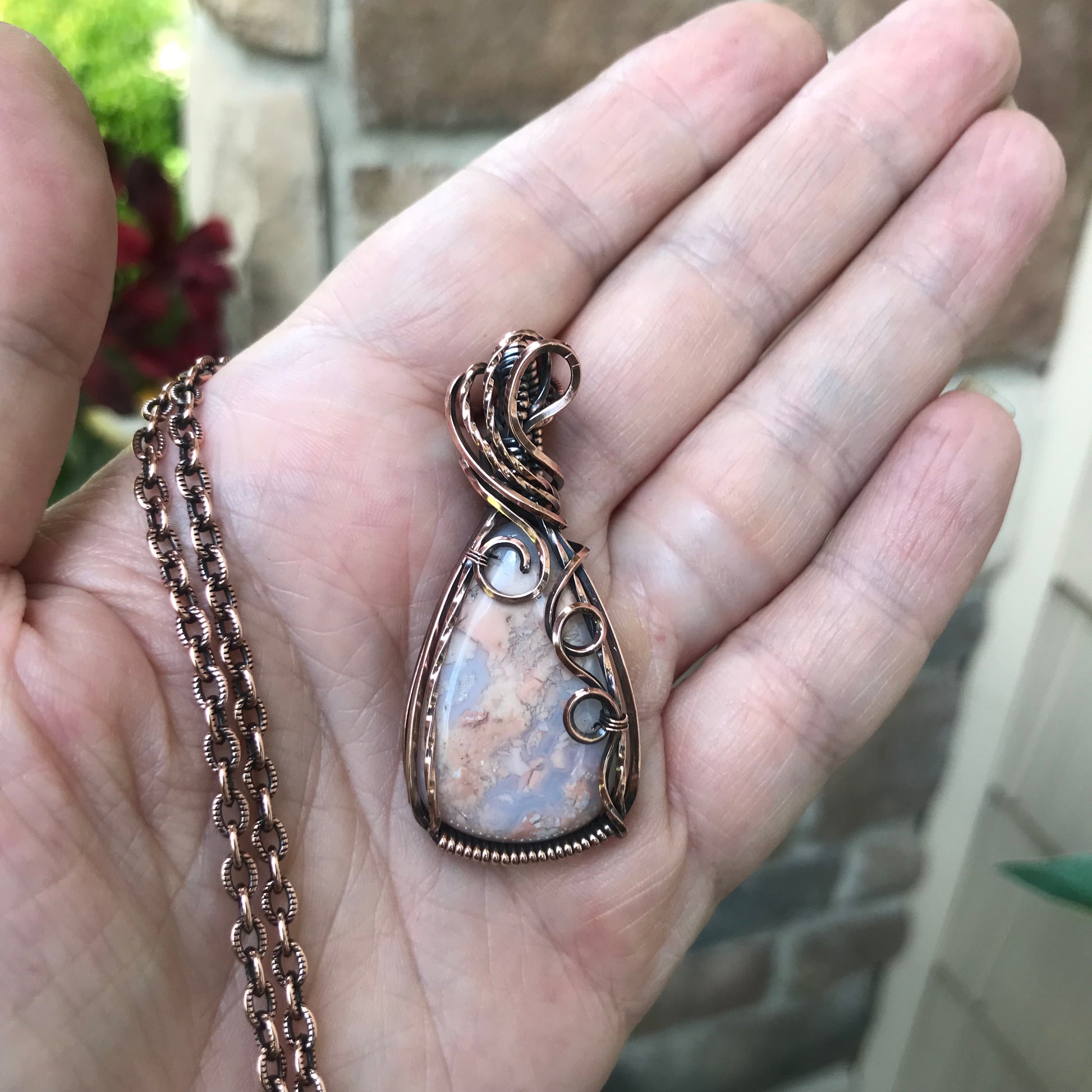 Cotton Candy Agate Copper Pendant