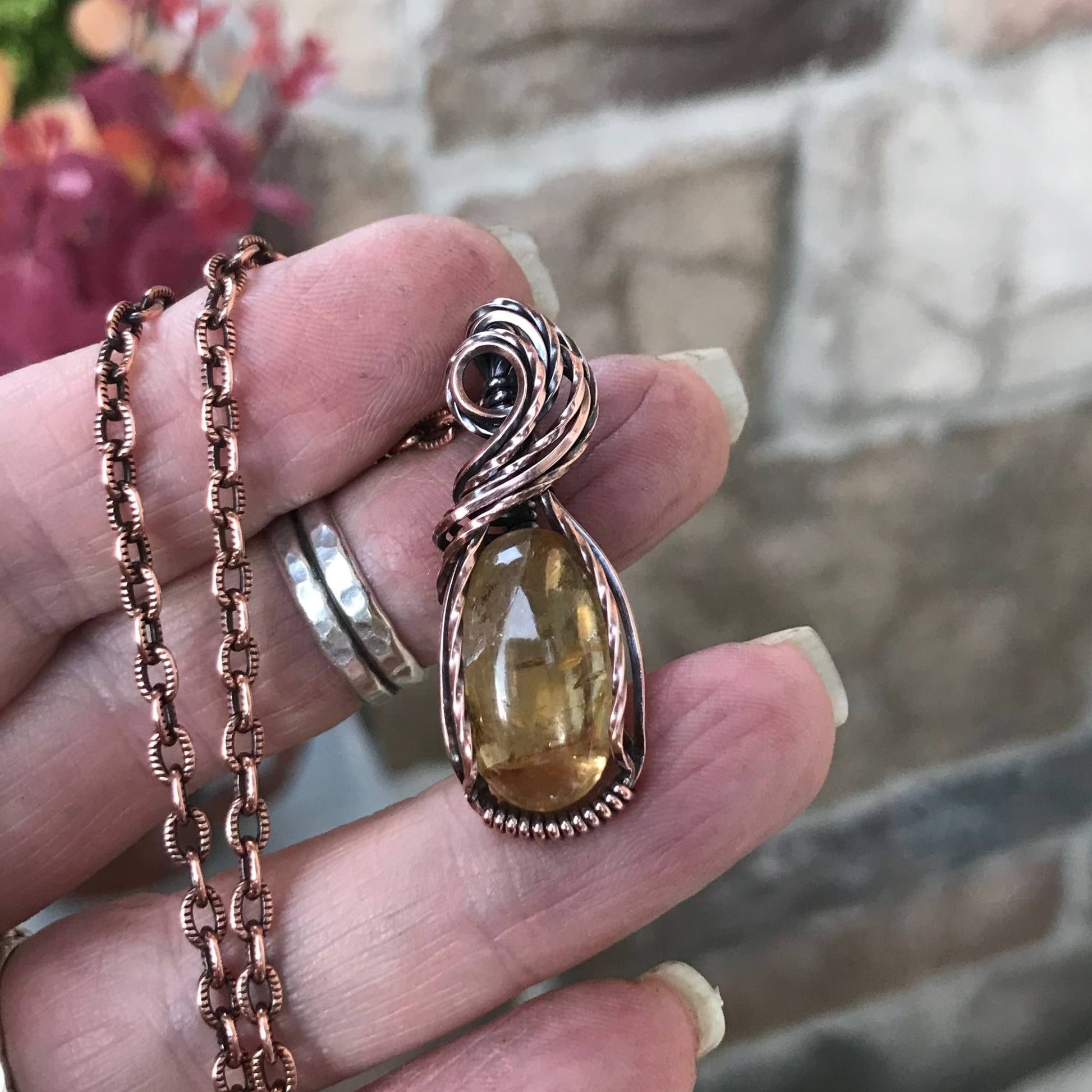 Citrine Oval Copper Necklace