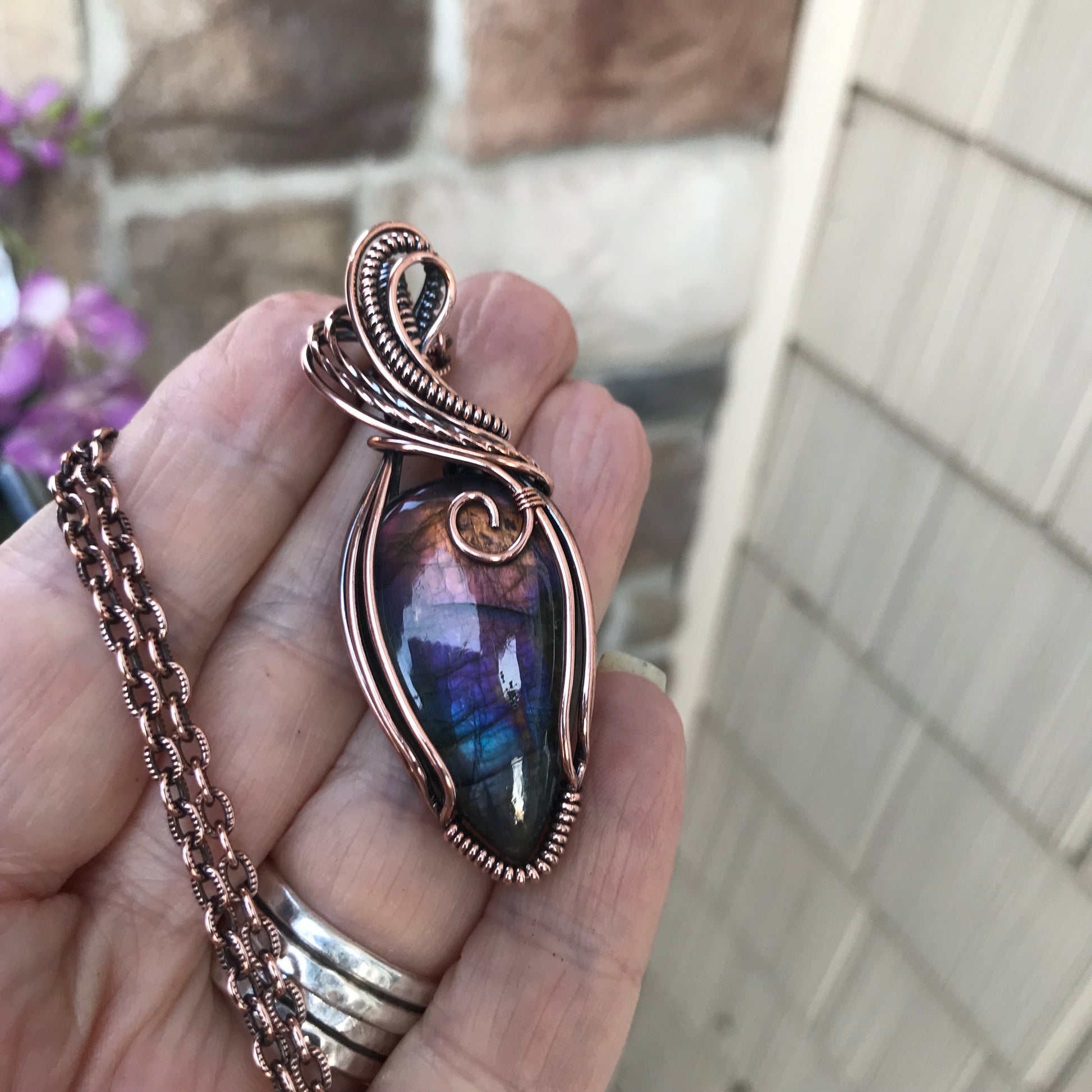 Rainbow Labradorite Copper Necklace