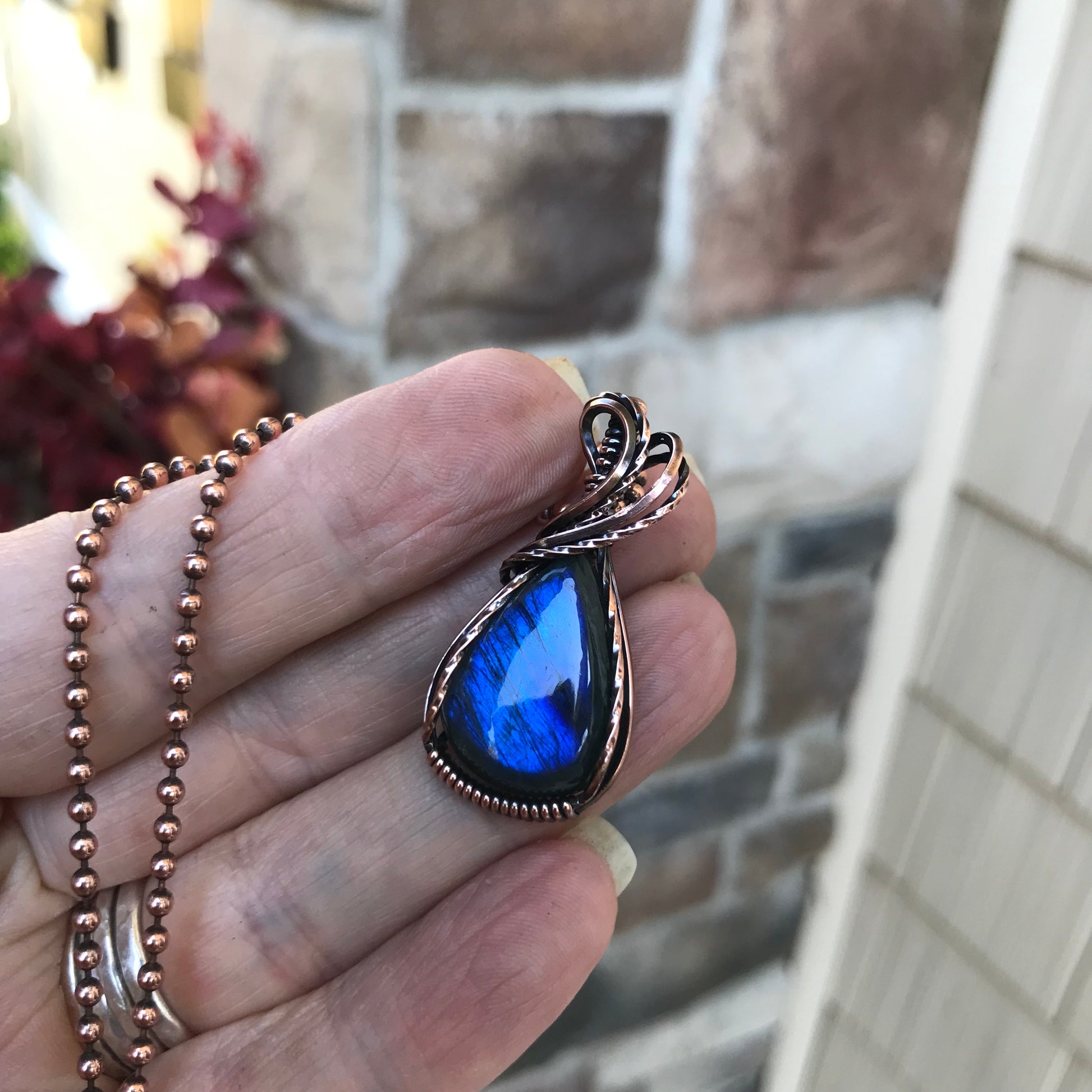 Blue Labradorite Small Copper Necklace