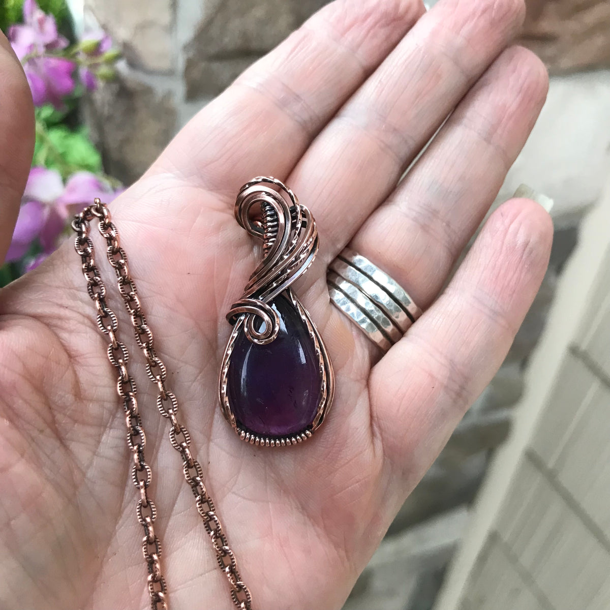 Amethyst Small Copper Necklace