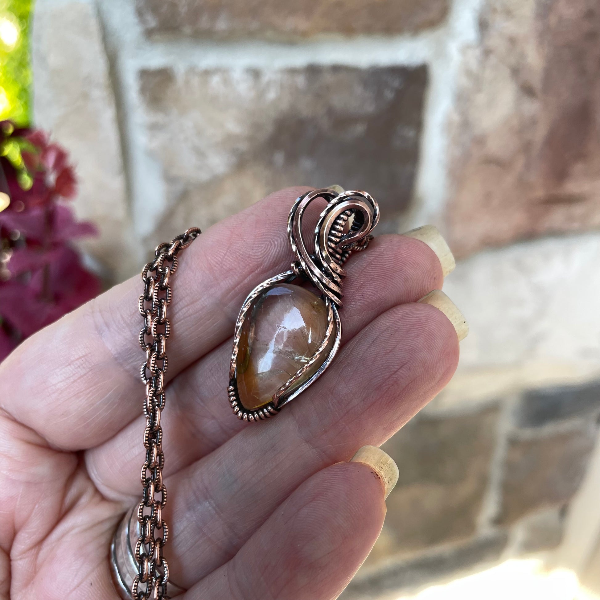 Citrine Small Copper Necklace