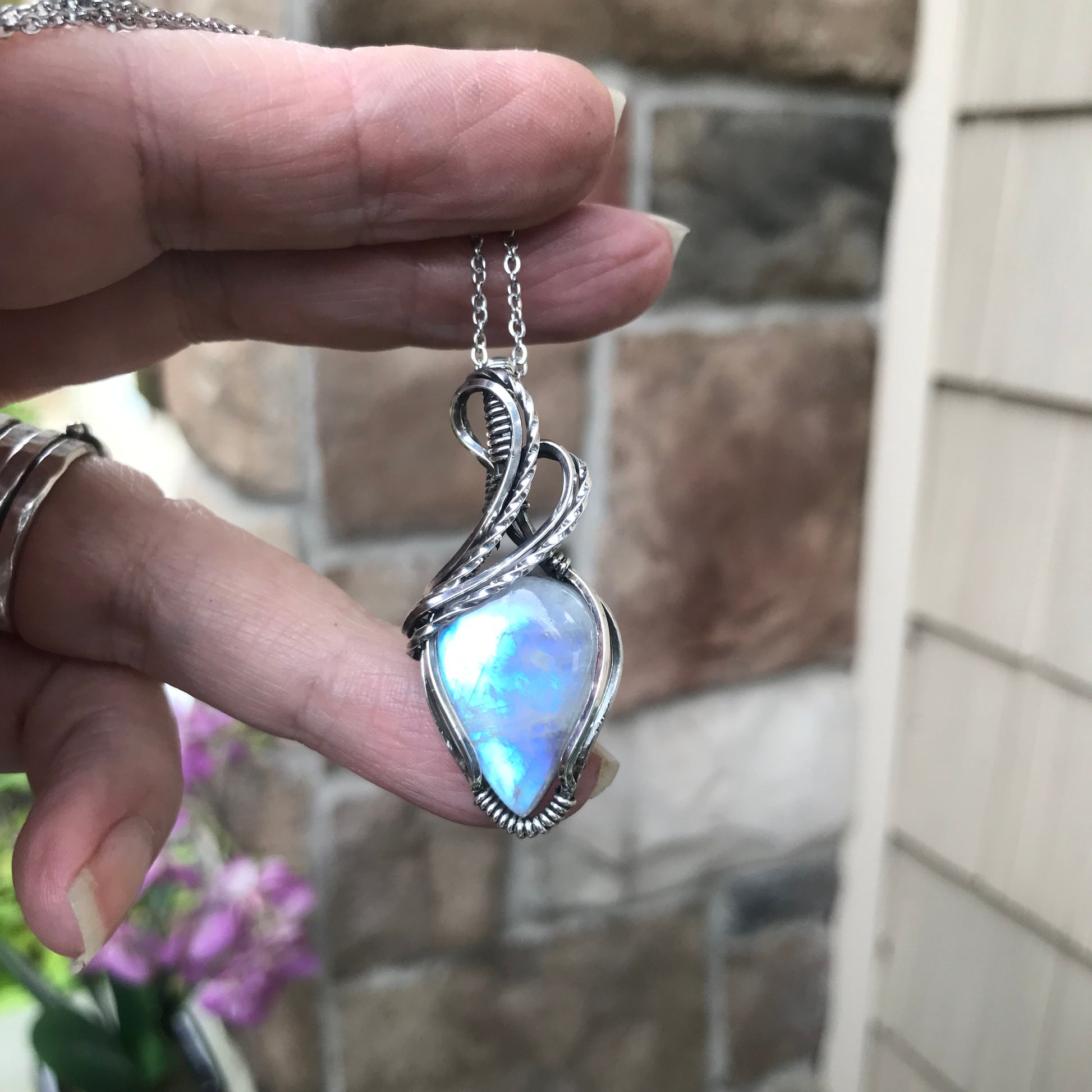 Moonstone Small Silver Necklace