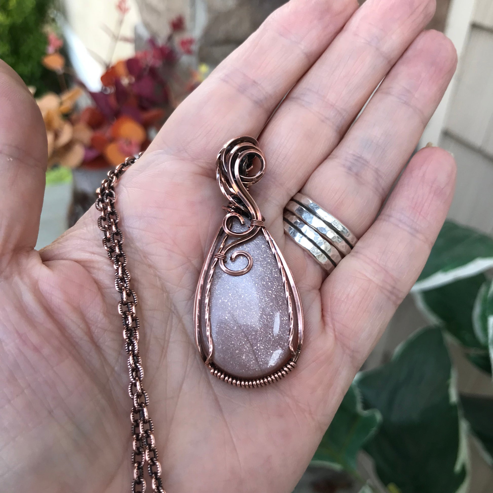 Peach Moonstone Copper Necklace