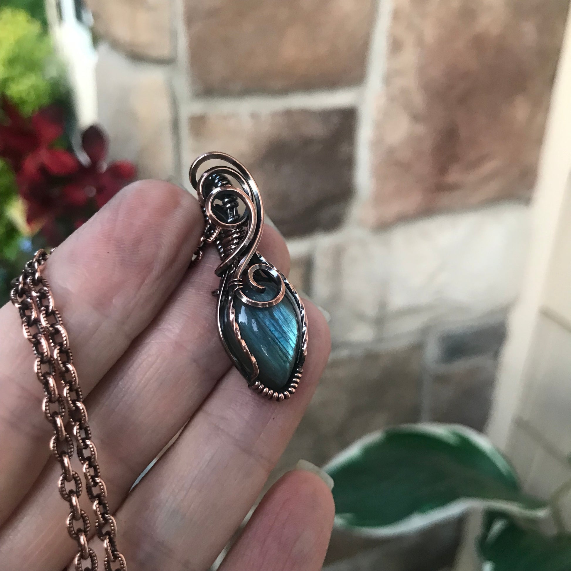 Blue Labradorite Mini Copper Necklace