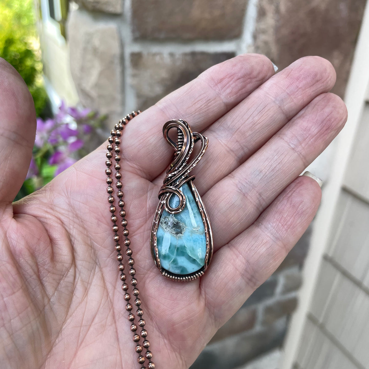Larimar Small Copper Necklace