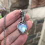Ranbow moonstone silver wire wrapped pendant by Moonlet Jewelry