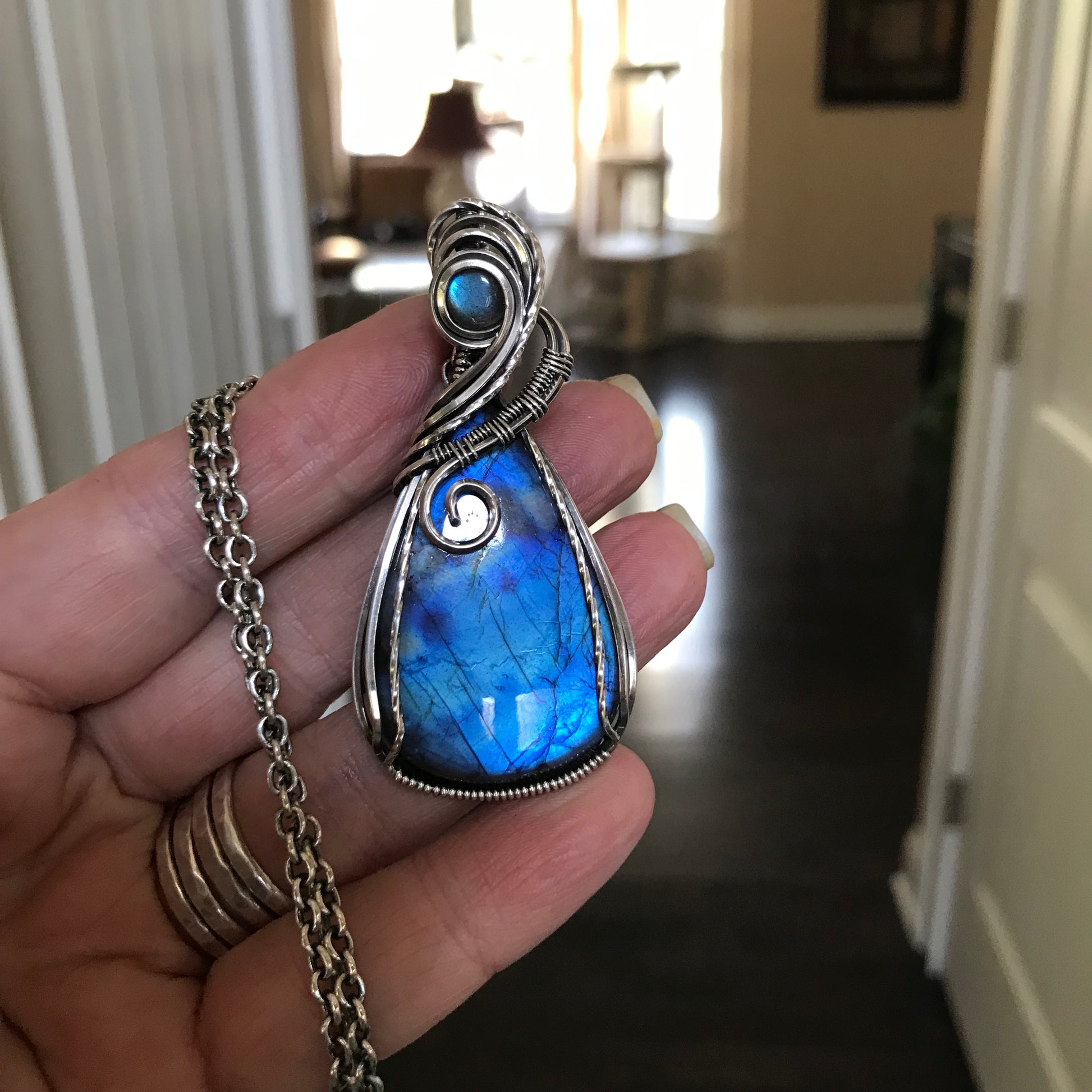 CUSTOM LISTING - Labradorite  Silver Pendant