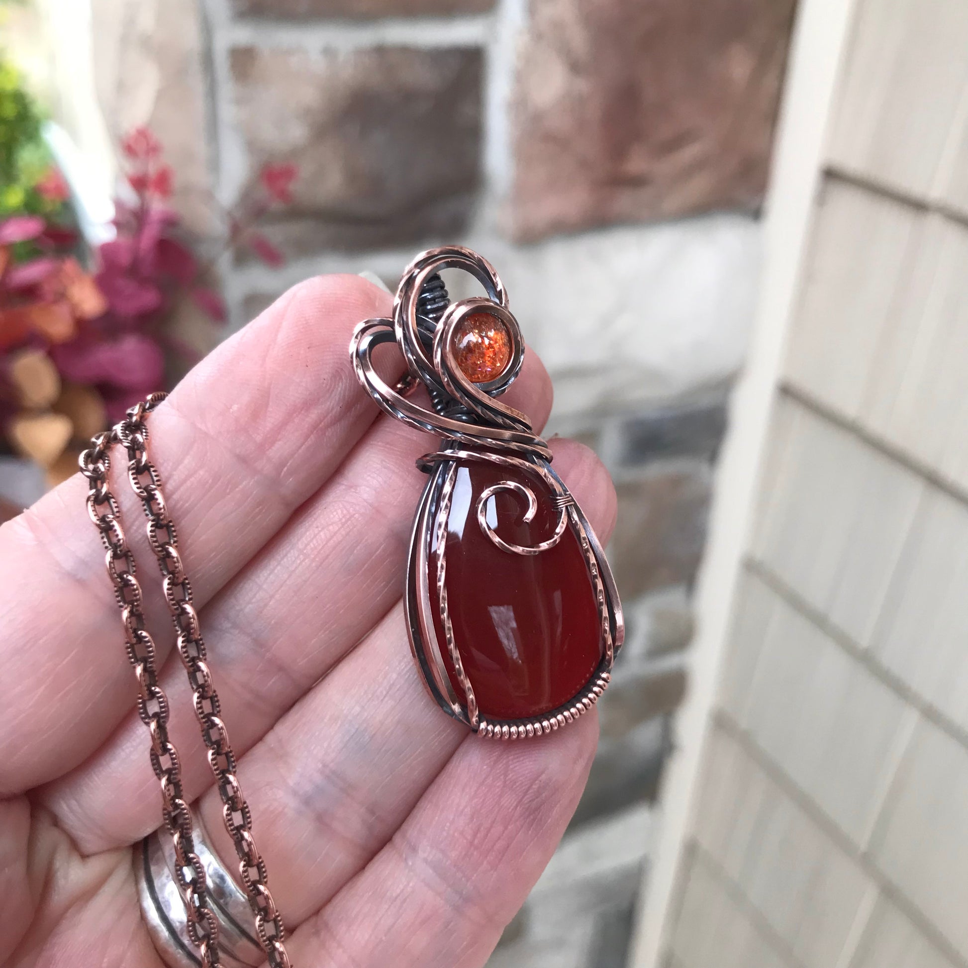 Carnelian & Sunstone Copper Necklace
