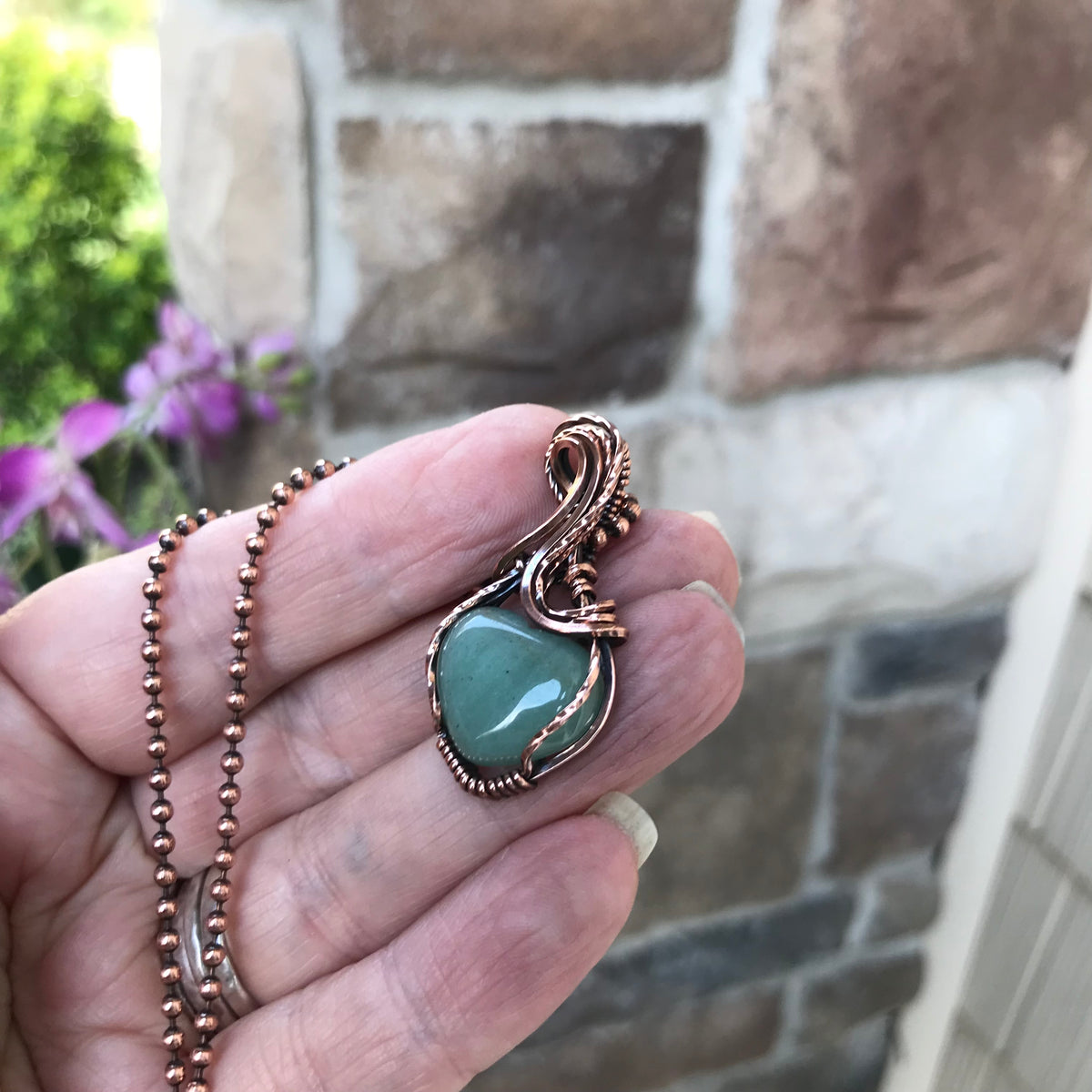 Aventurine Heart Copper Necklace