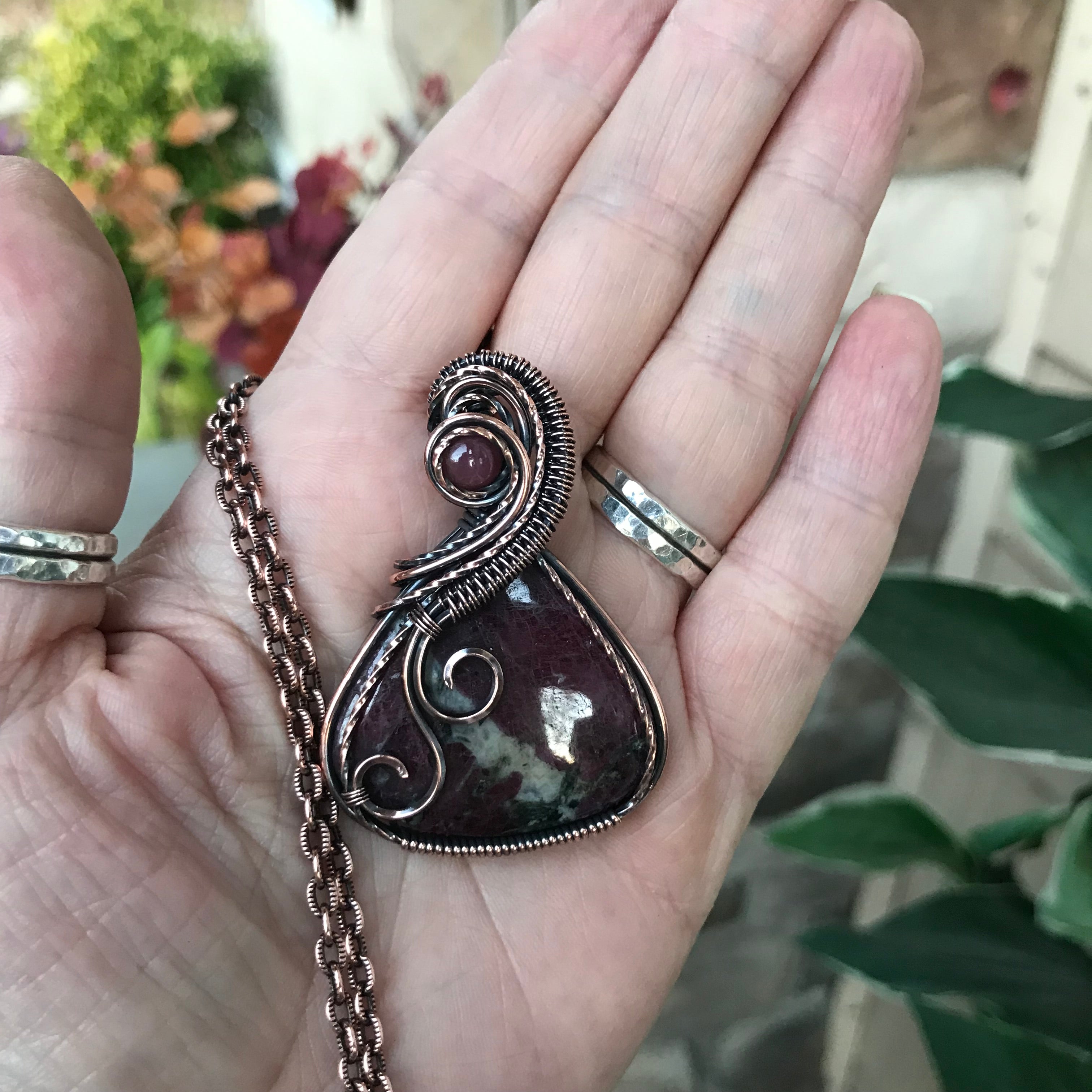 Ruby w/Ruby Accent Copper Pendant