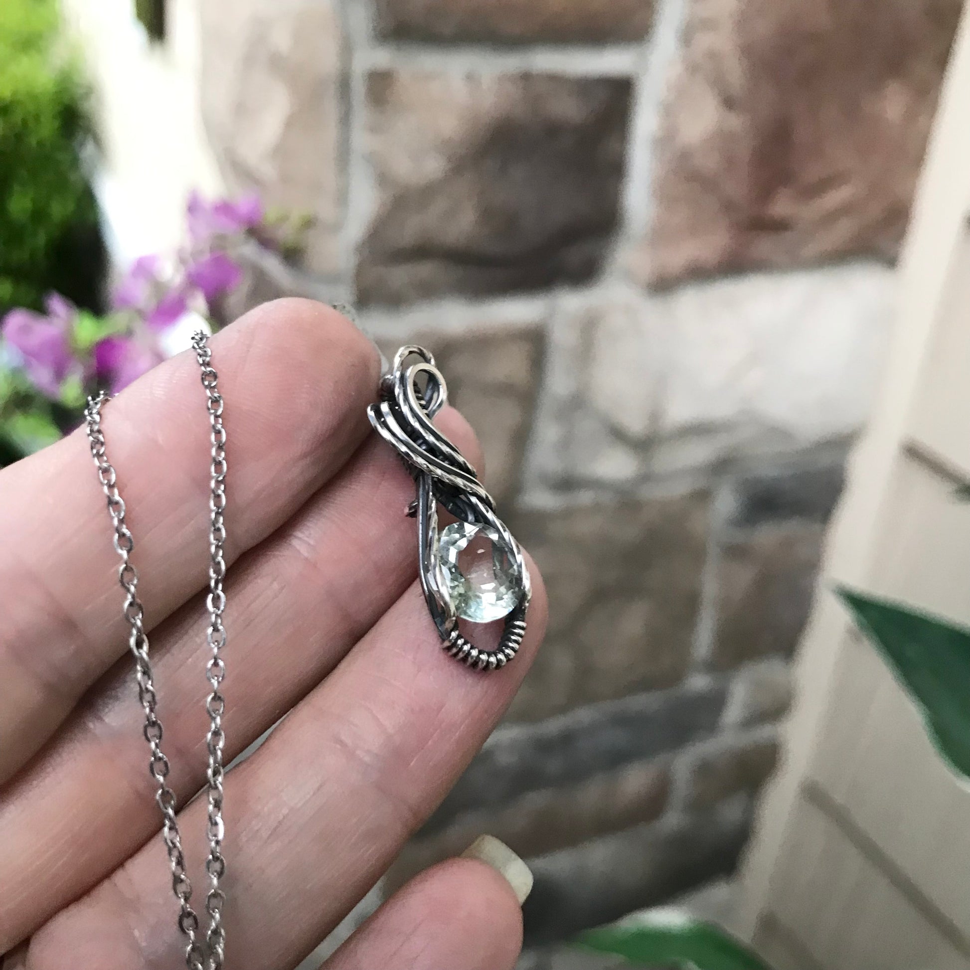 Prasiolite Sterling Silver Mini Pendant