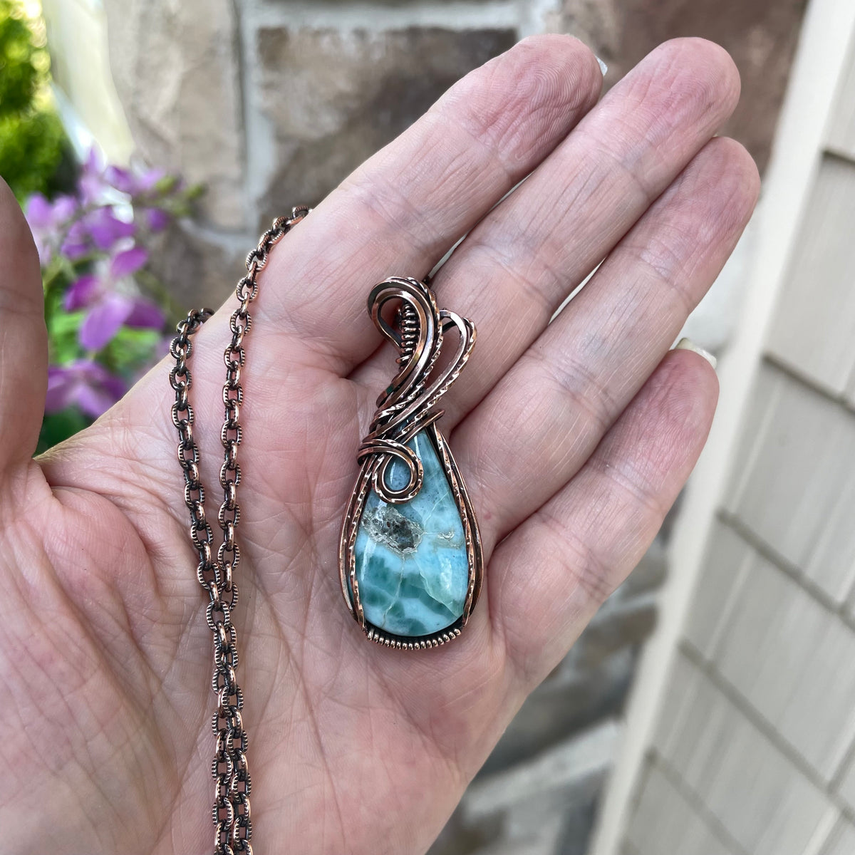 Larimar Small Copper Necklace