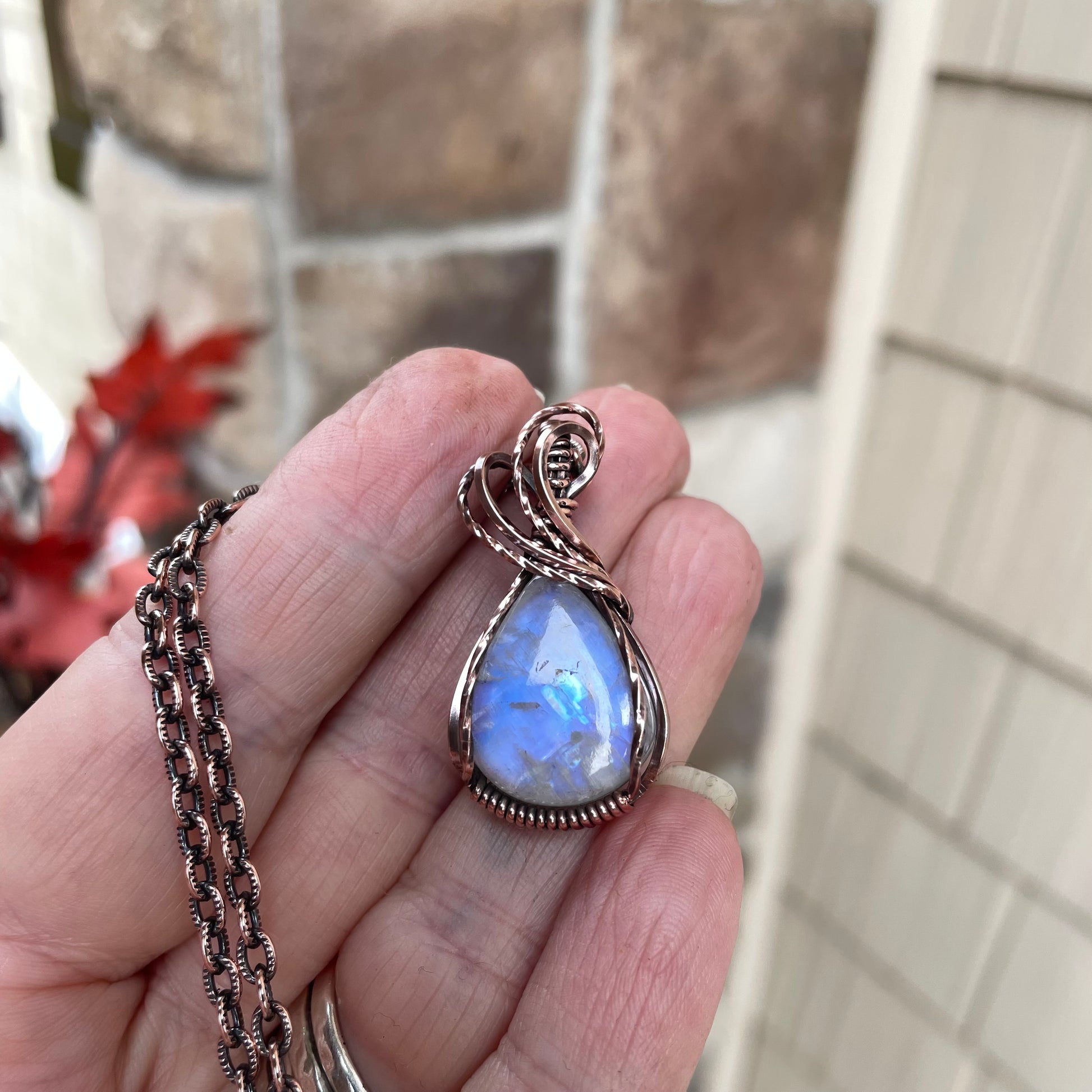 Moonstone Teardrop Copper Necklace