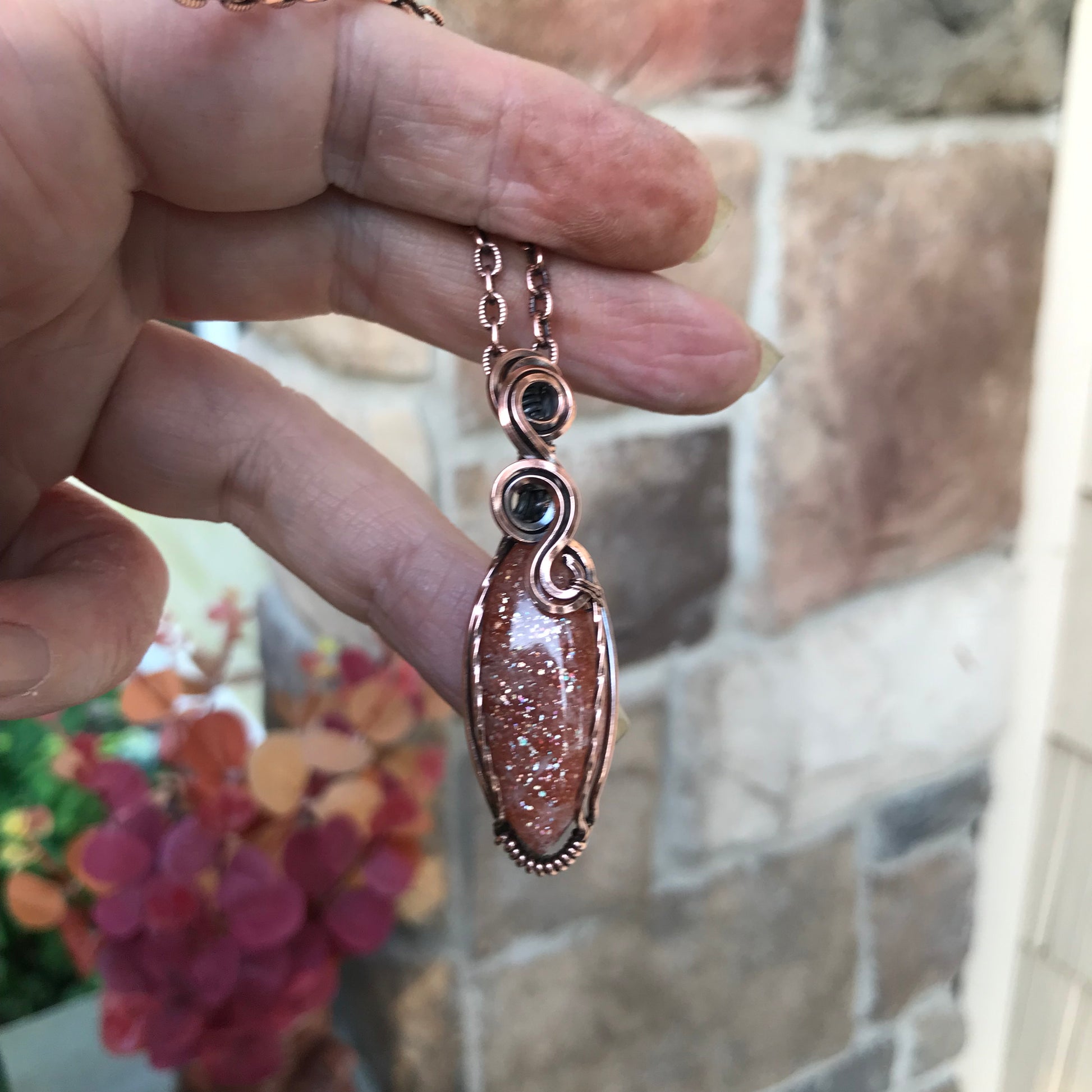 Sunstone Marquis Copper Necklace