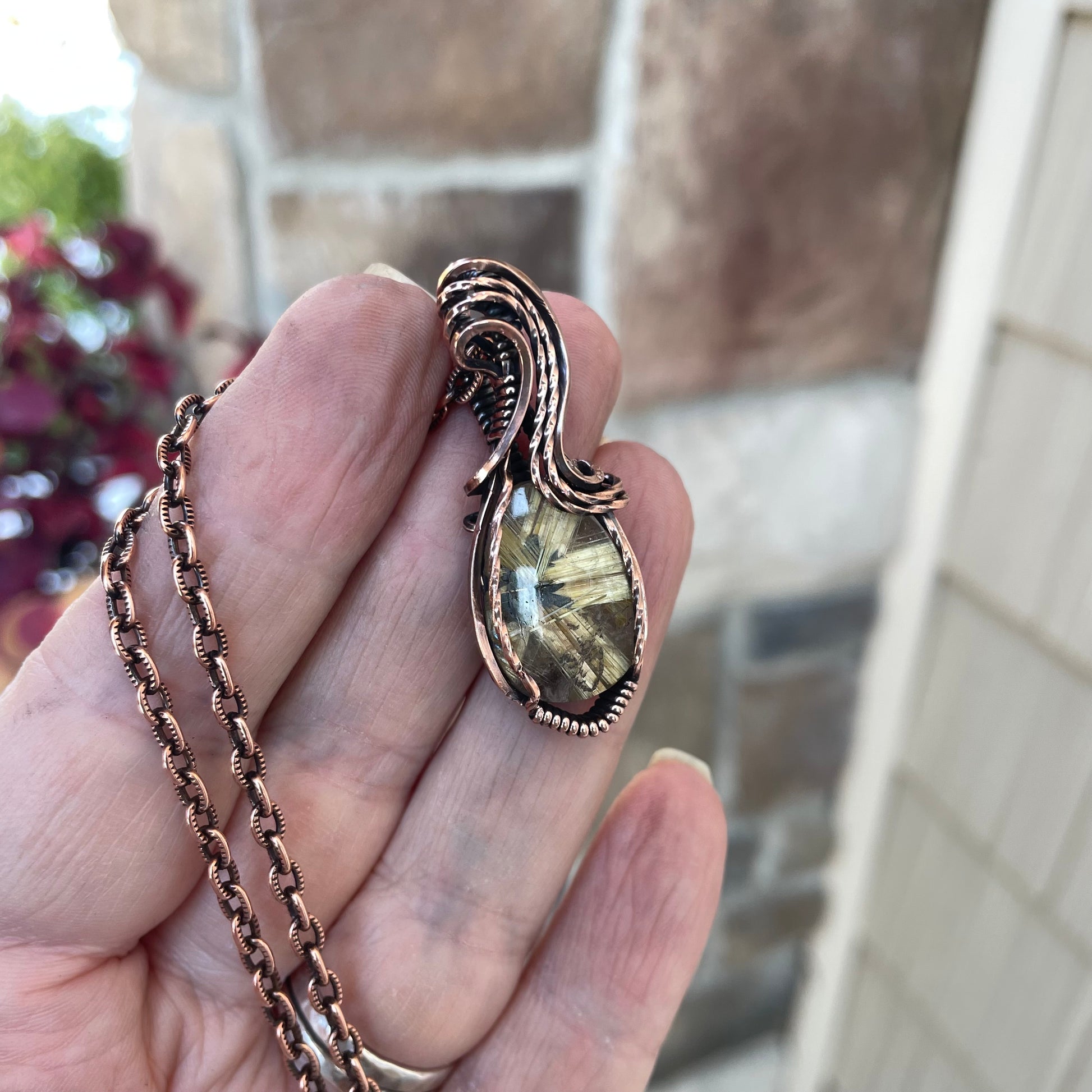 Golden Star Rutilated Quartz Copper Necklace