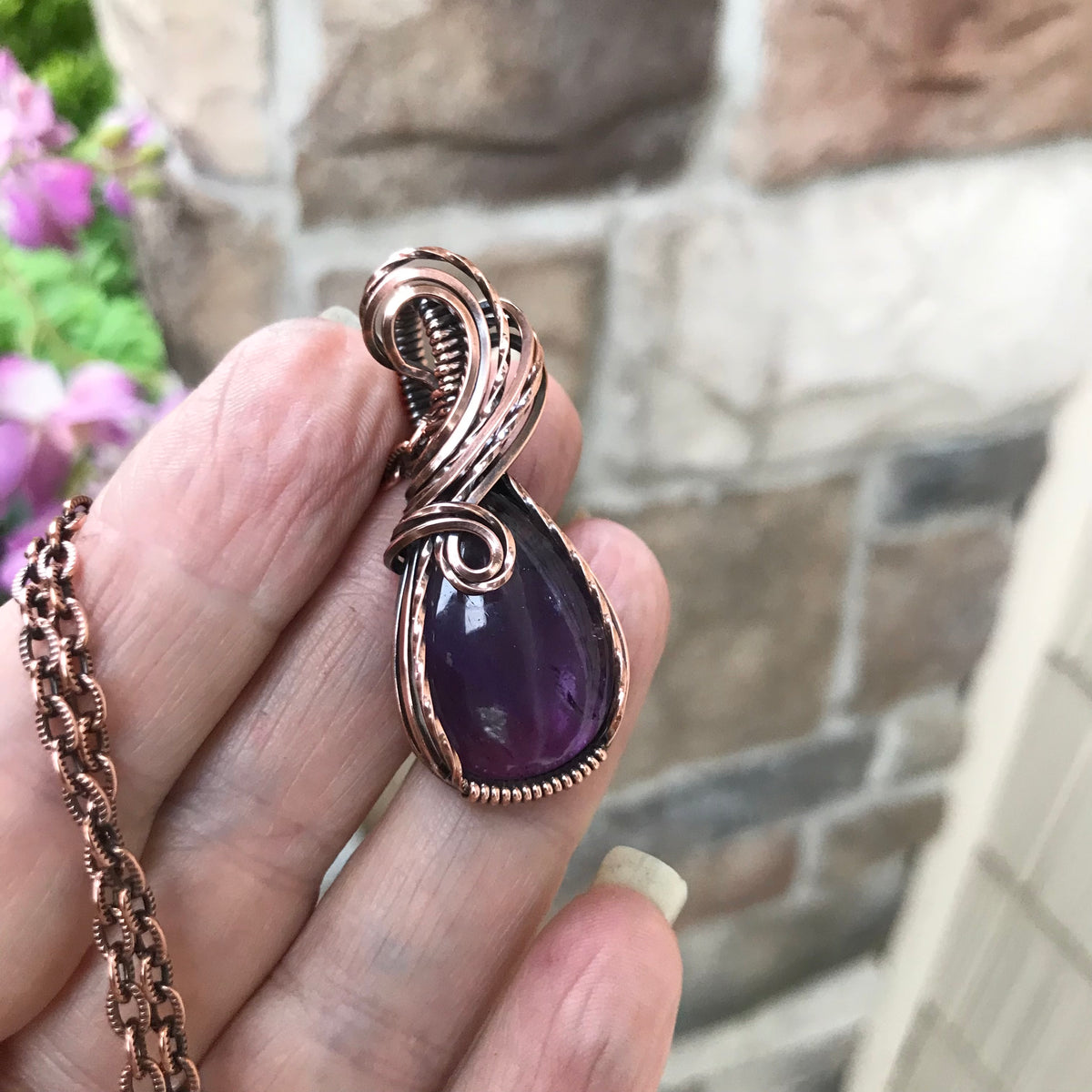 Amethyst Small Copper Necklace